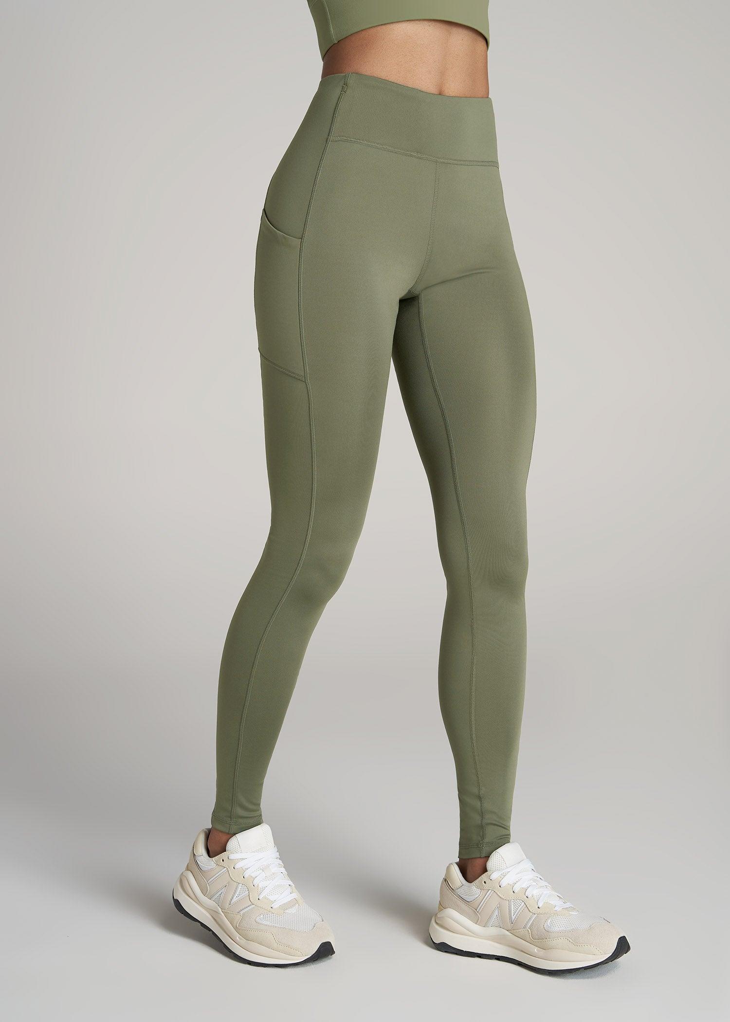 Women's Active Leggings with Pockets for Tall Women in Olive Female Product Image
