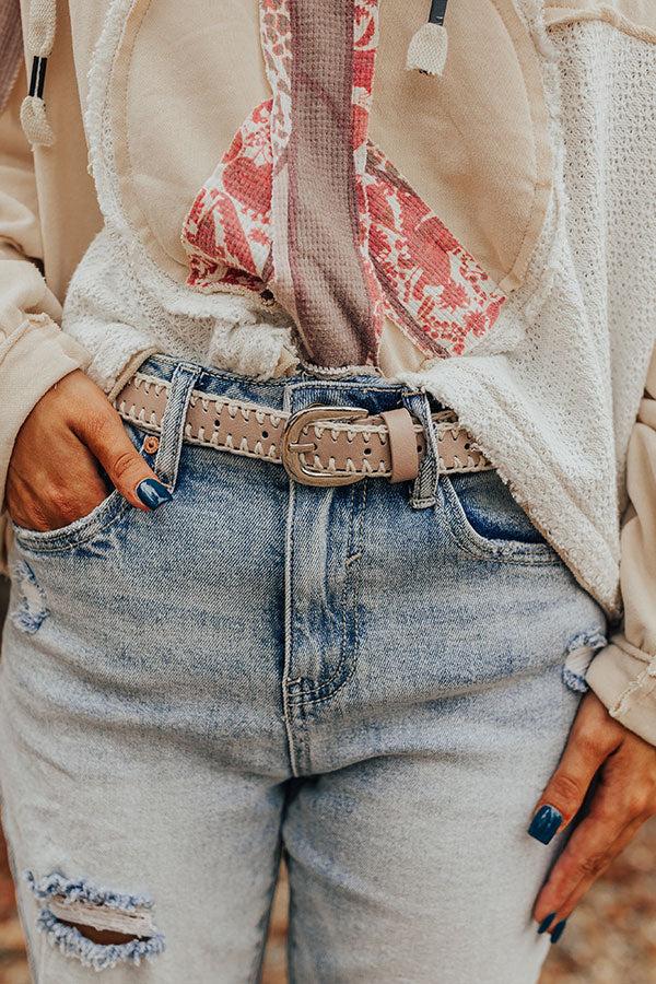 Mostly Amused Faux Leather Belt in Taupe Product Image