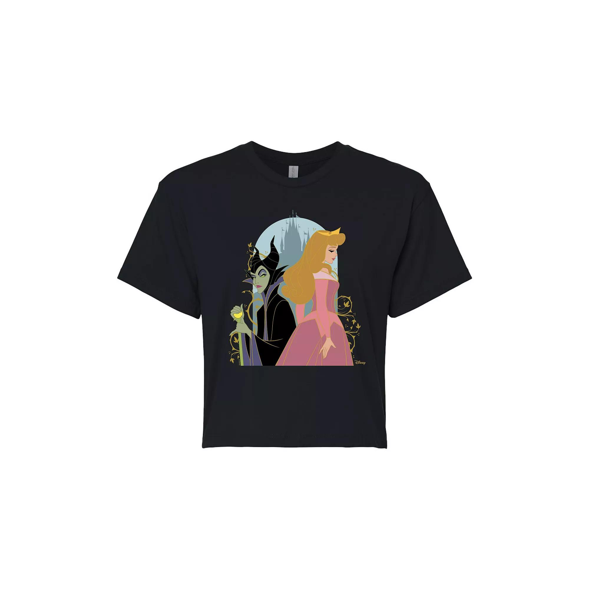 Disney's Sleeping Beauty Maleficent & Aurora Juniors' Cropped Tee, Girl's,  Product Image