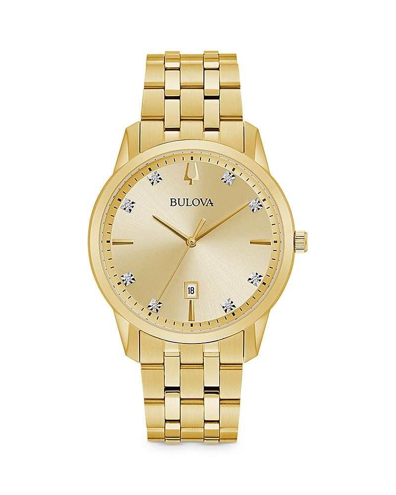 Bulova Mens Diamond Accent Gold-Tone Stainless Steel Watch - 97D123K Gold Tone Product Image