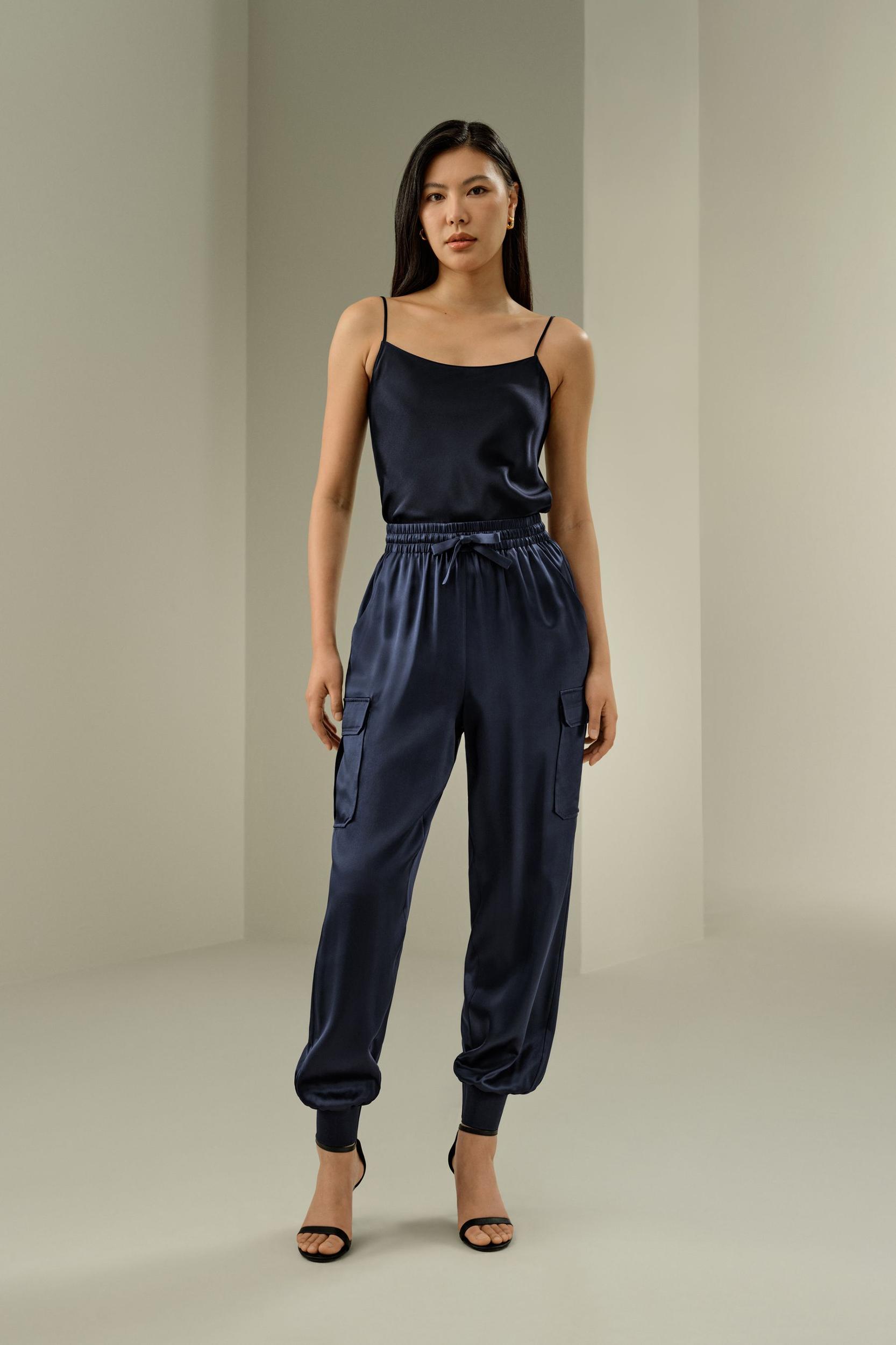 LILYSILK Silk Pants Women Black Sandwashed Silk Wrinkle-Resistant Comfort-Meets-Style Mid-Rise Stretchable Trouser Legs for Holiday 12 Product Image