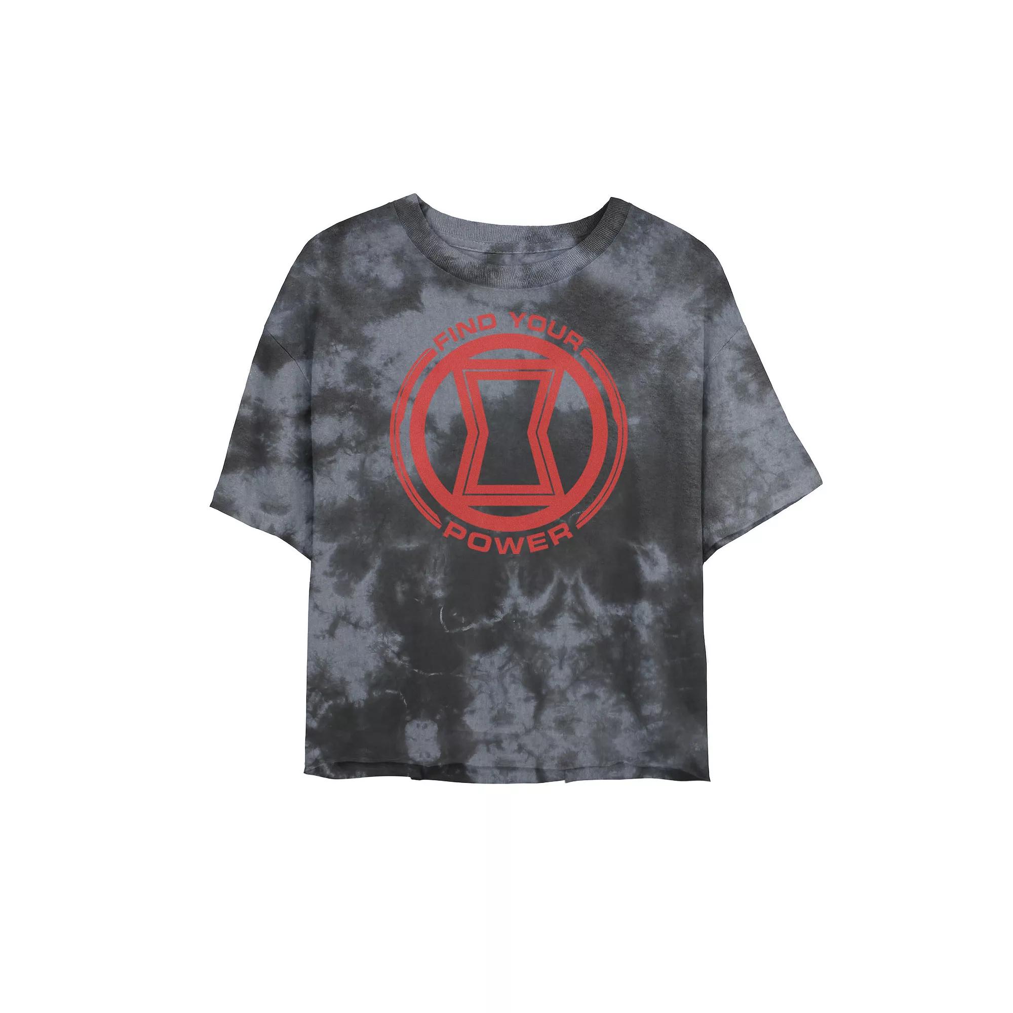 Juniors' Marvel Black Widow Find Your Power Red Logo Tee, Girl's, Size: XL, Black Grey Product Image