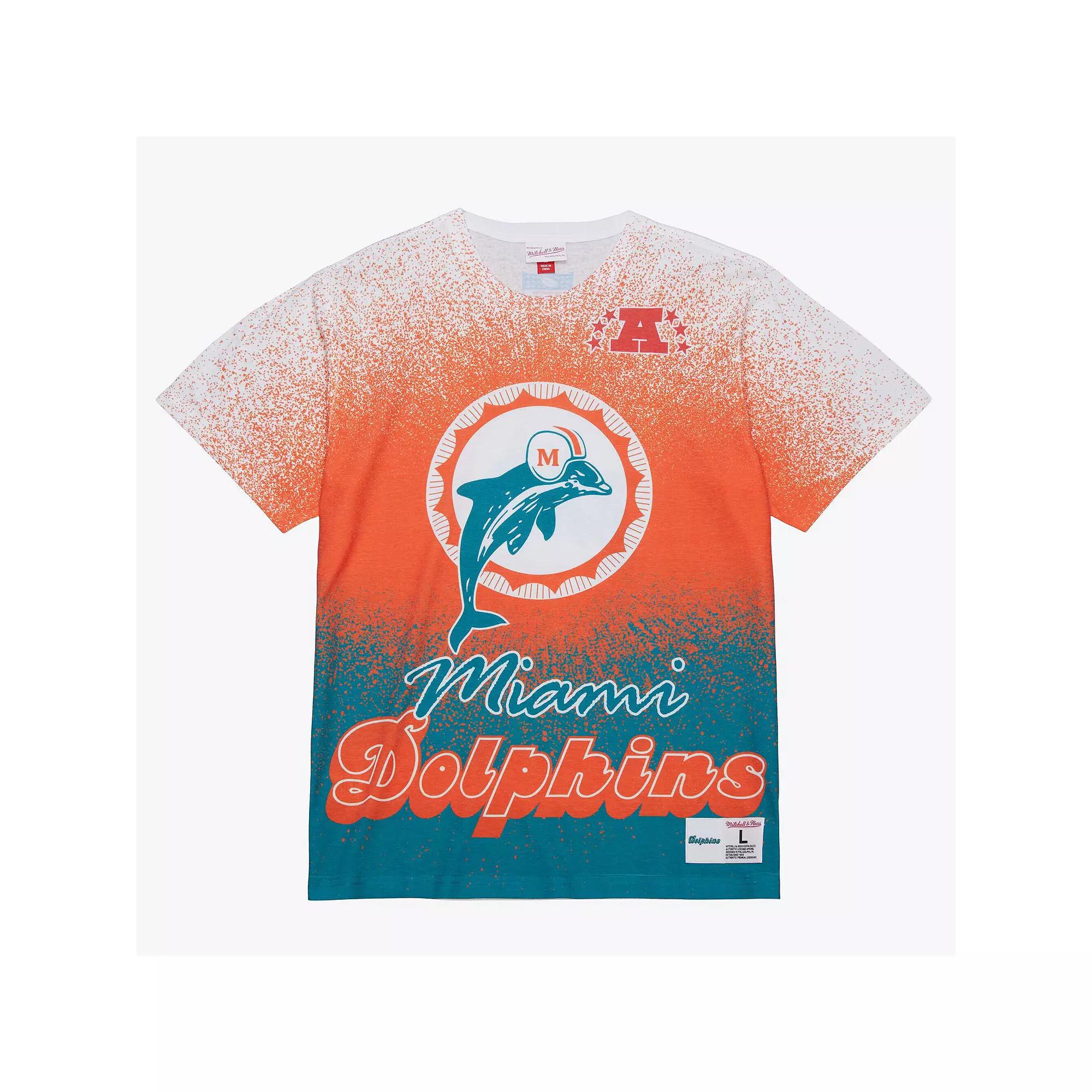 Men's Mitchell & Ness  White Miami Dolphins Team Burst Vintage Logo T-Shirt, Size: XL Product Image