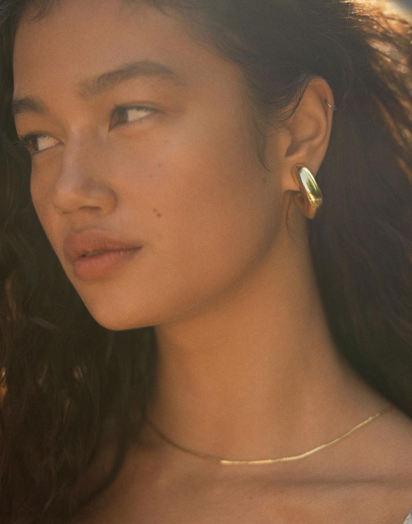 Sculptural Huggie Hoop Earrings Product Image