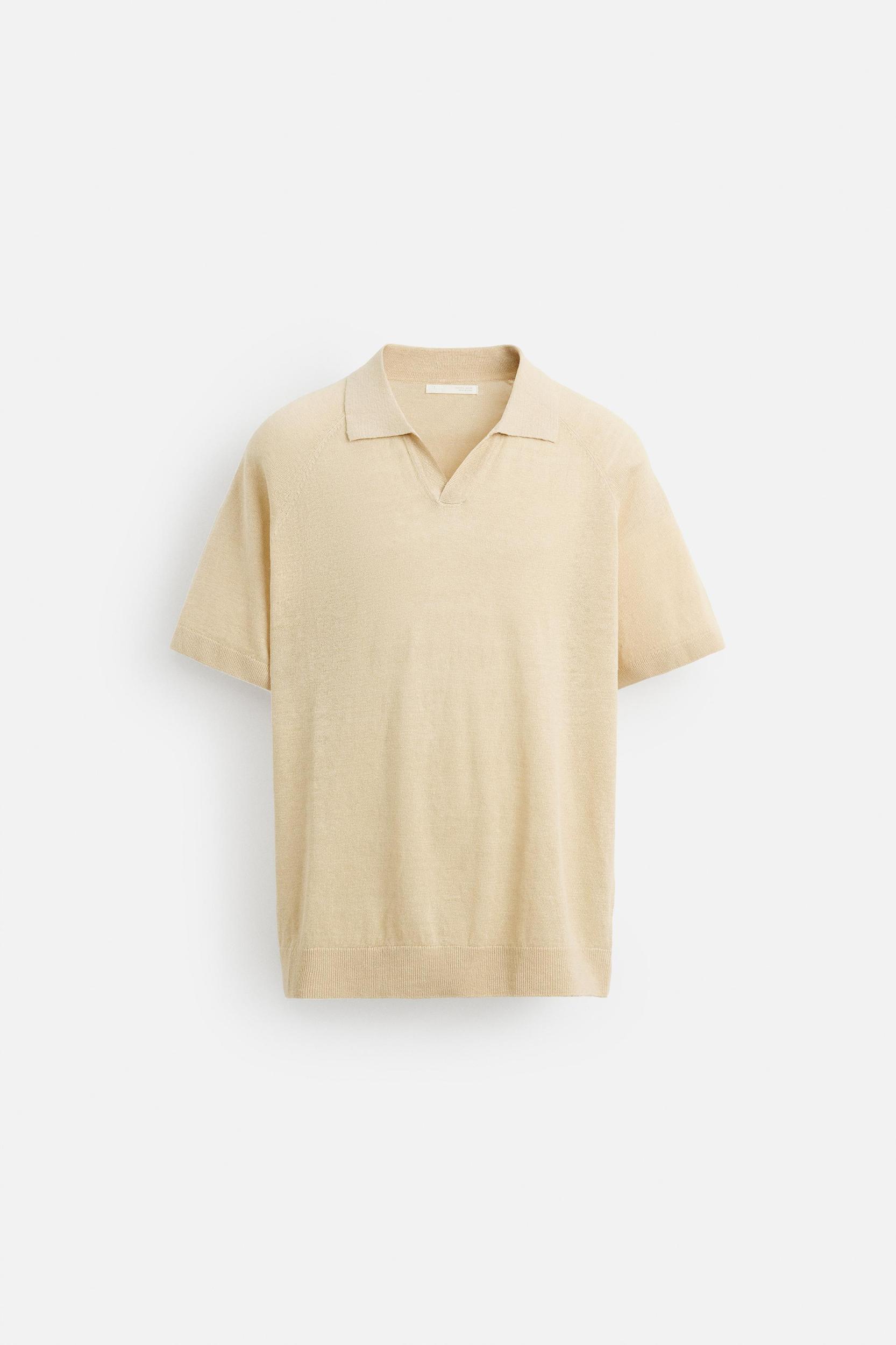 100% LINEN KNIT POLO SHIRT Product Image