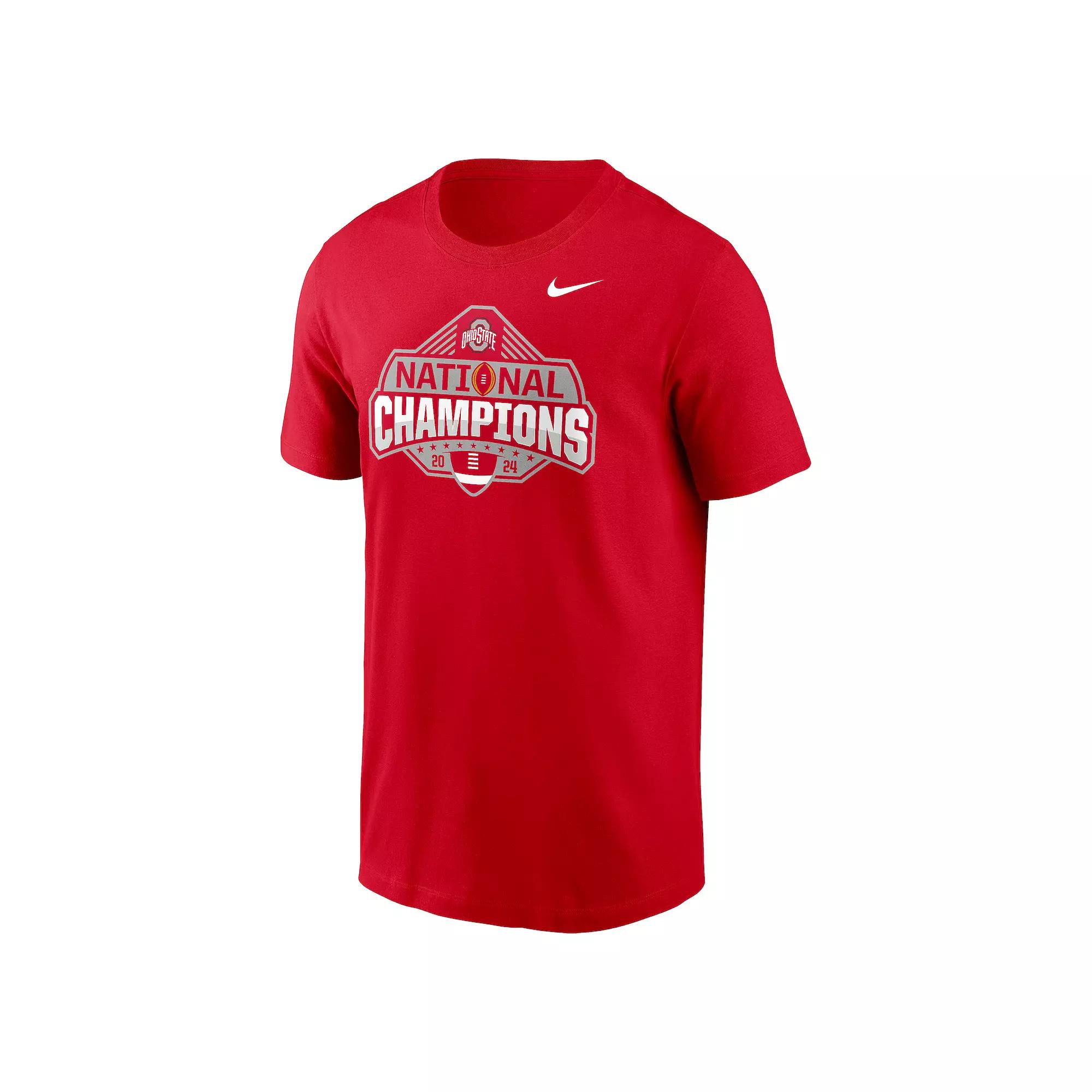 Men's Nike Scarlet Ohio State Buckeyes College Football Playoff 2024 National Champions Official Logo T-Shirt, Size: Small, Red Product Image