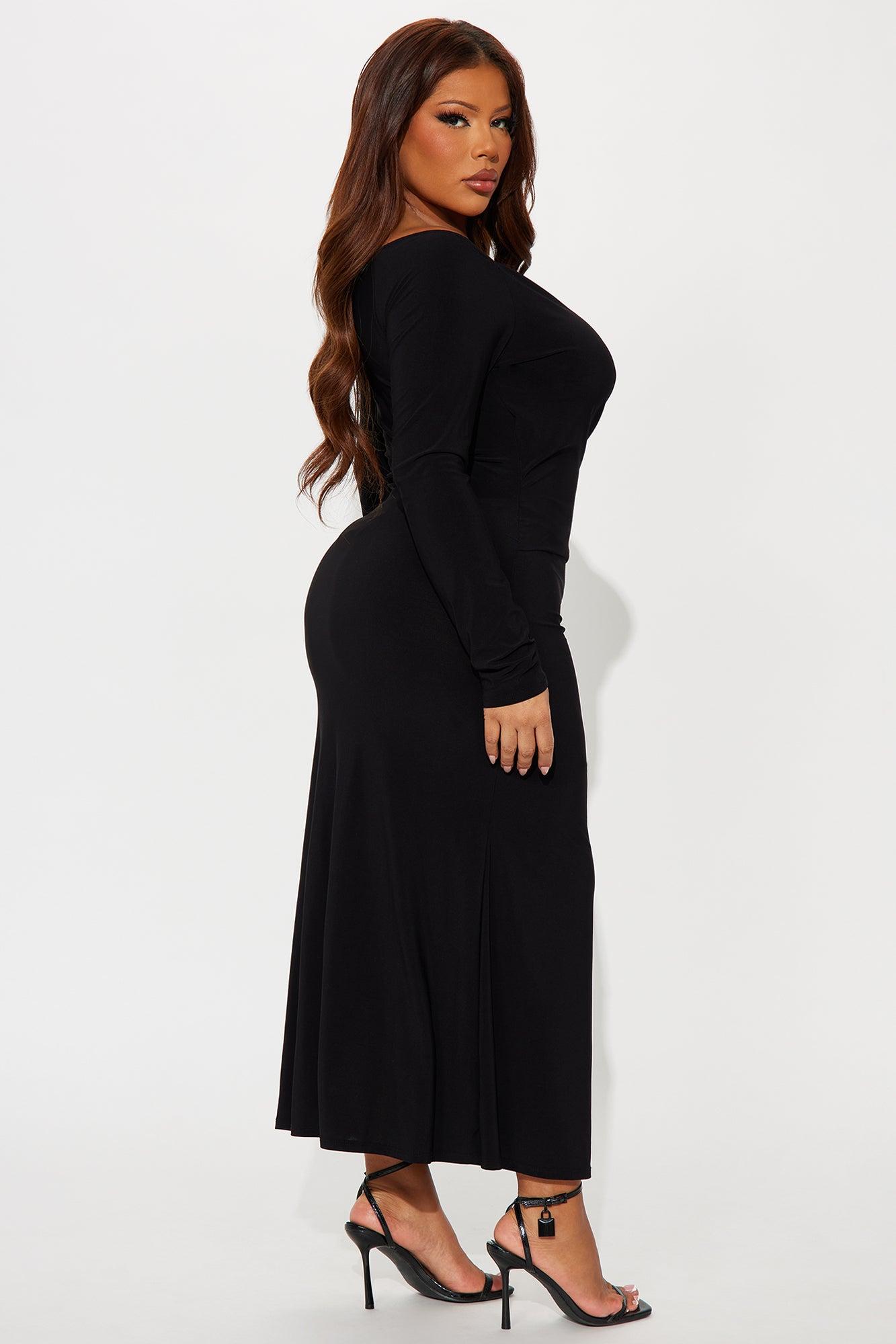Carol Off Shoulder Midi Dress - Black Female Product Image