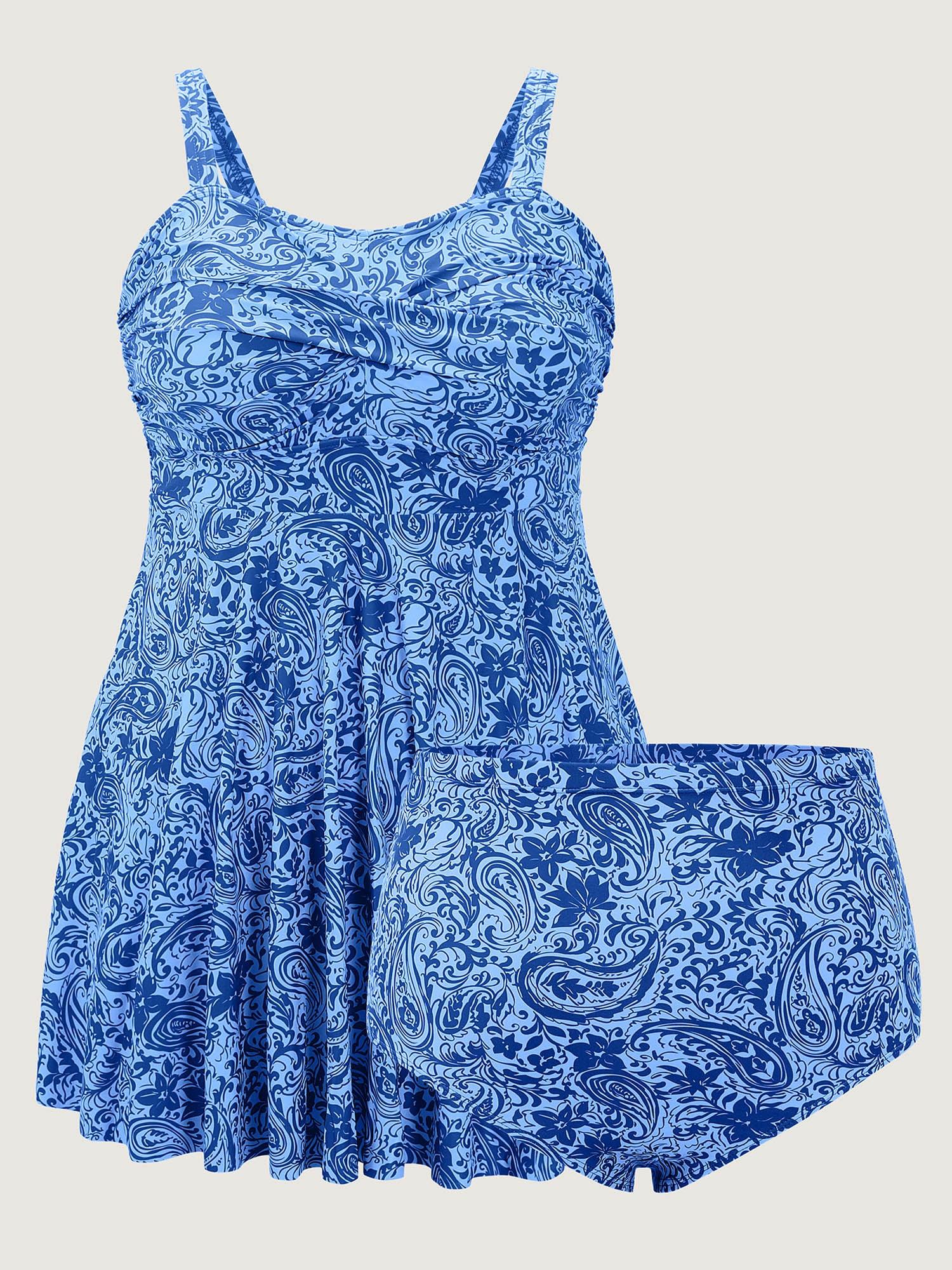 Paisley Print Twist Front Swim Dress Female Product Image
