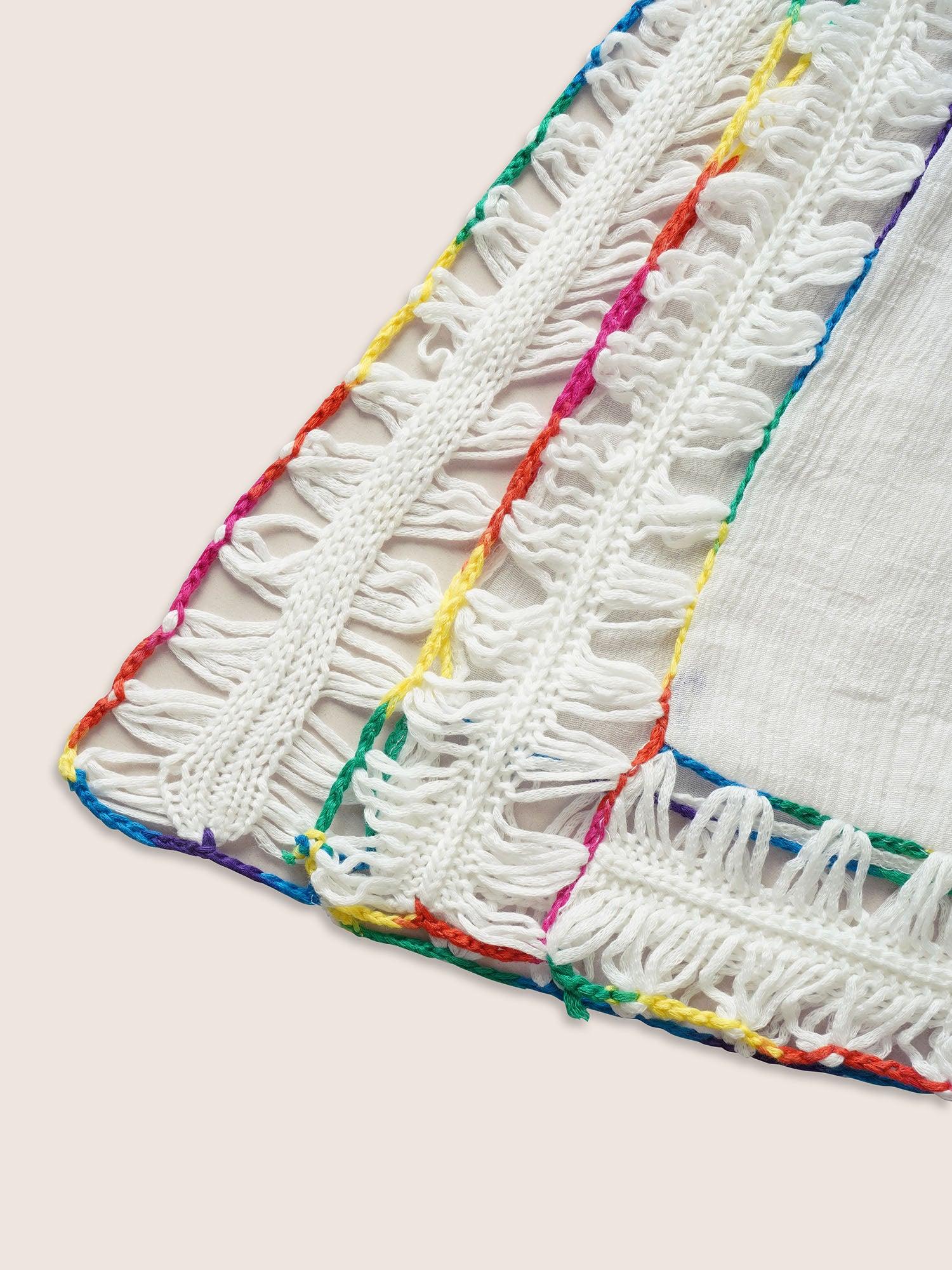 Colored Crochet Slit Hem Swim Cover Up Female Product Image