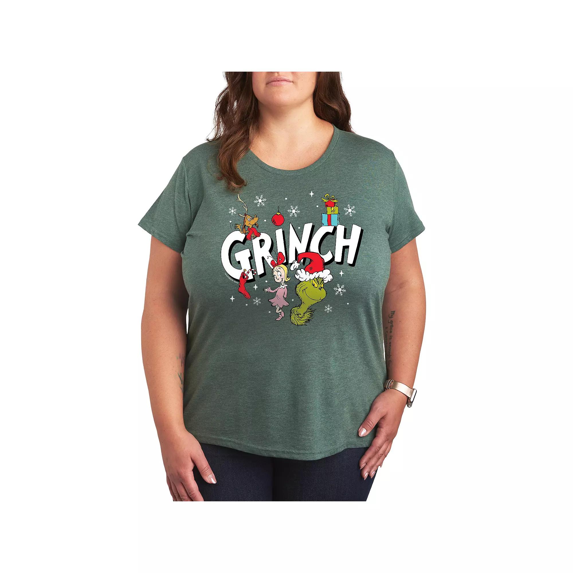 Plus Size Dr. Seuss Grinch Group Graphic Tee, Women's, Size: 3XL, Grey Green Product Image