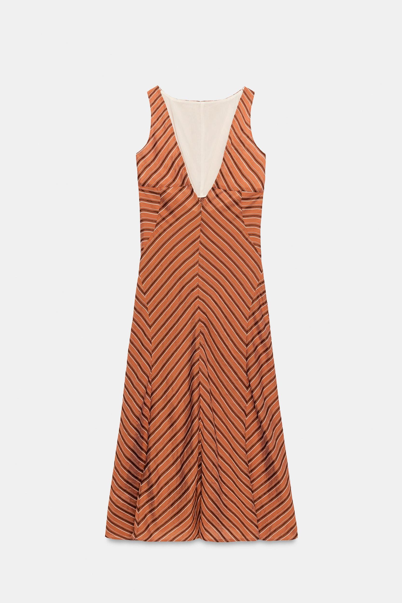 STRIPED OPEN BACK MIDI DRESS Product Image