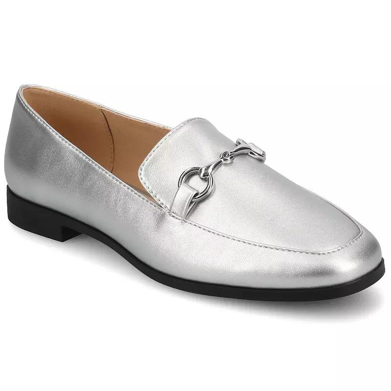 Journee Lacie Women's Slip On Square Toe Loafers, Size: 8, Silver Product Image