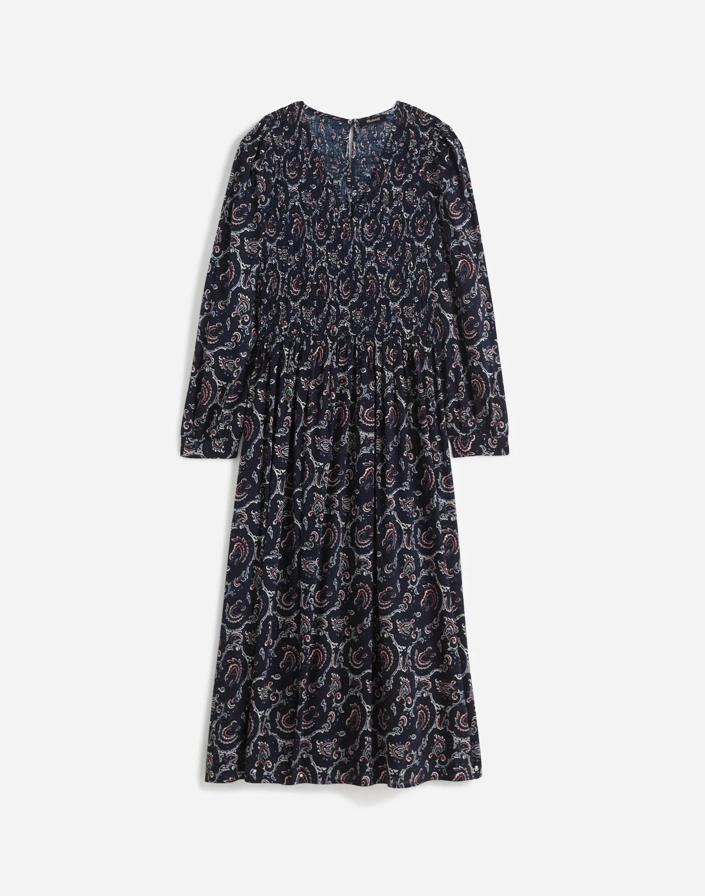 Smocked V-Neck Midi Dress in Paisley Product Image