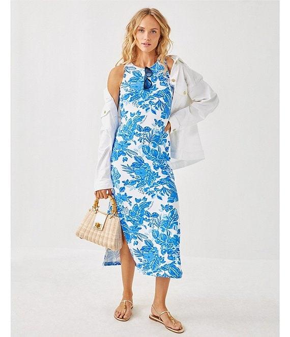 Lilly Pulitzer x Saint James Maxine Soleil Floral Print Round Neck Sleeveless Midi Dress Product Image
