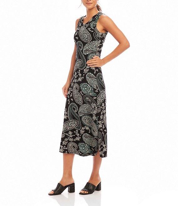 Karen Kane Print Scoop Neck Sleeveless Midi Dress Product Image