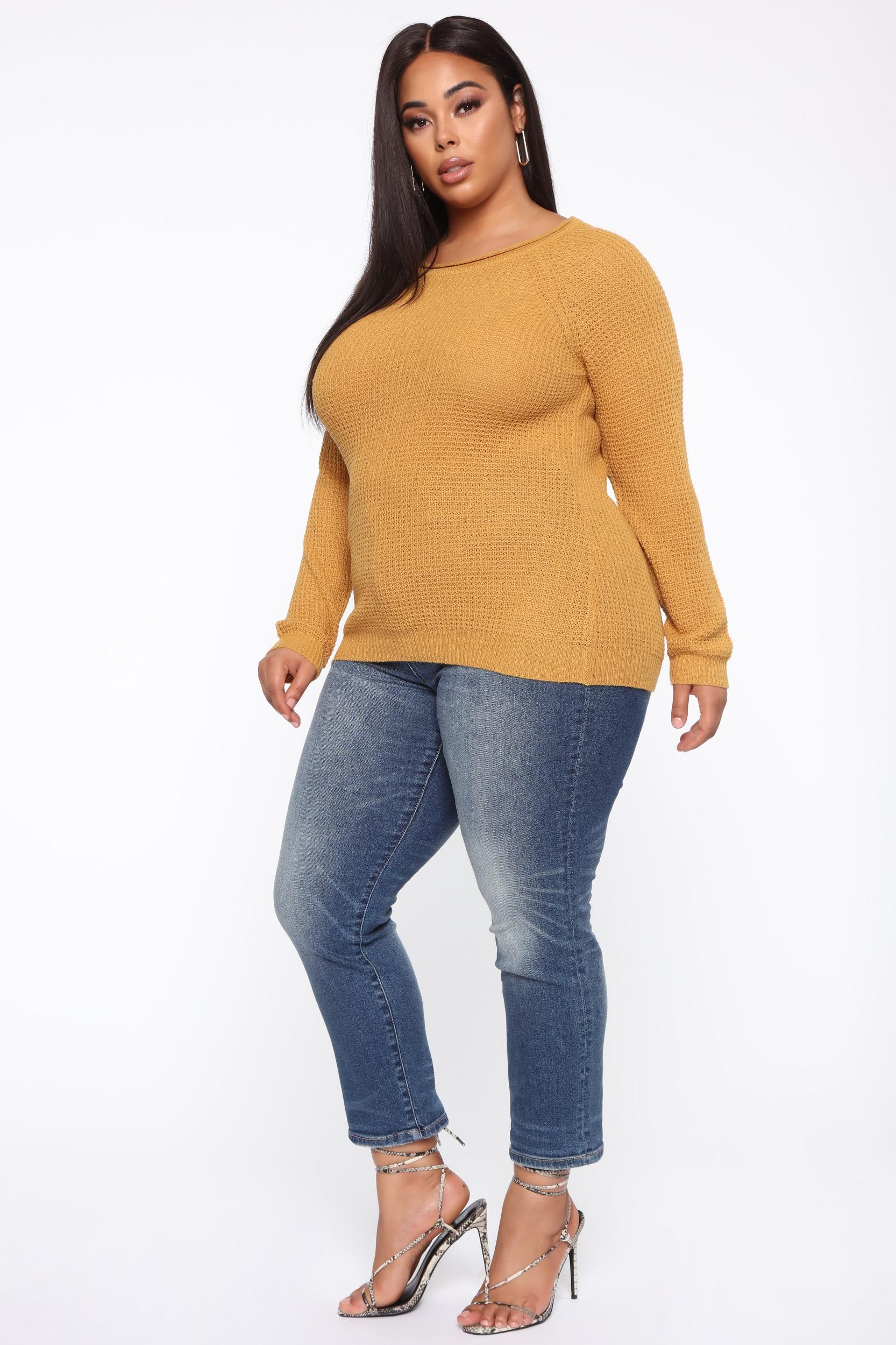 Ariana Waffle Sweater - Mustard Product Image