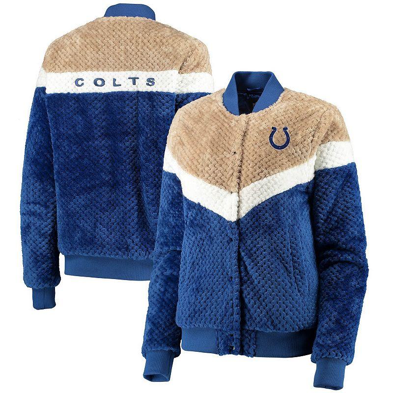 Women's G-III 4Her by Carl Banks Royal/Cream Indianapolis Colts Riot Squad Sherpa Full-Snap Jacket, Size: Large, Blue Product Image
