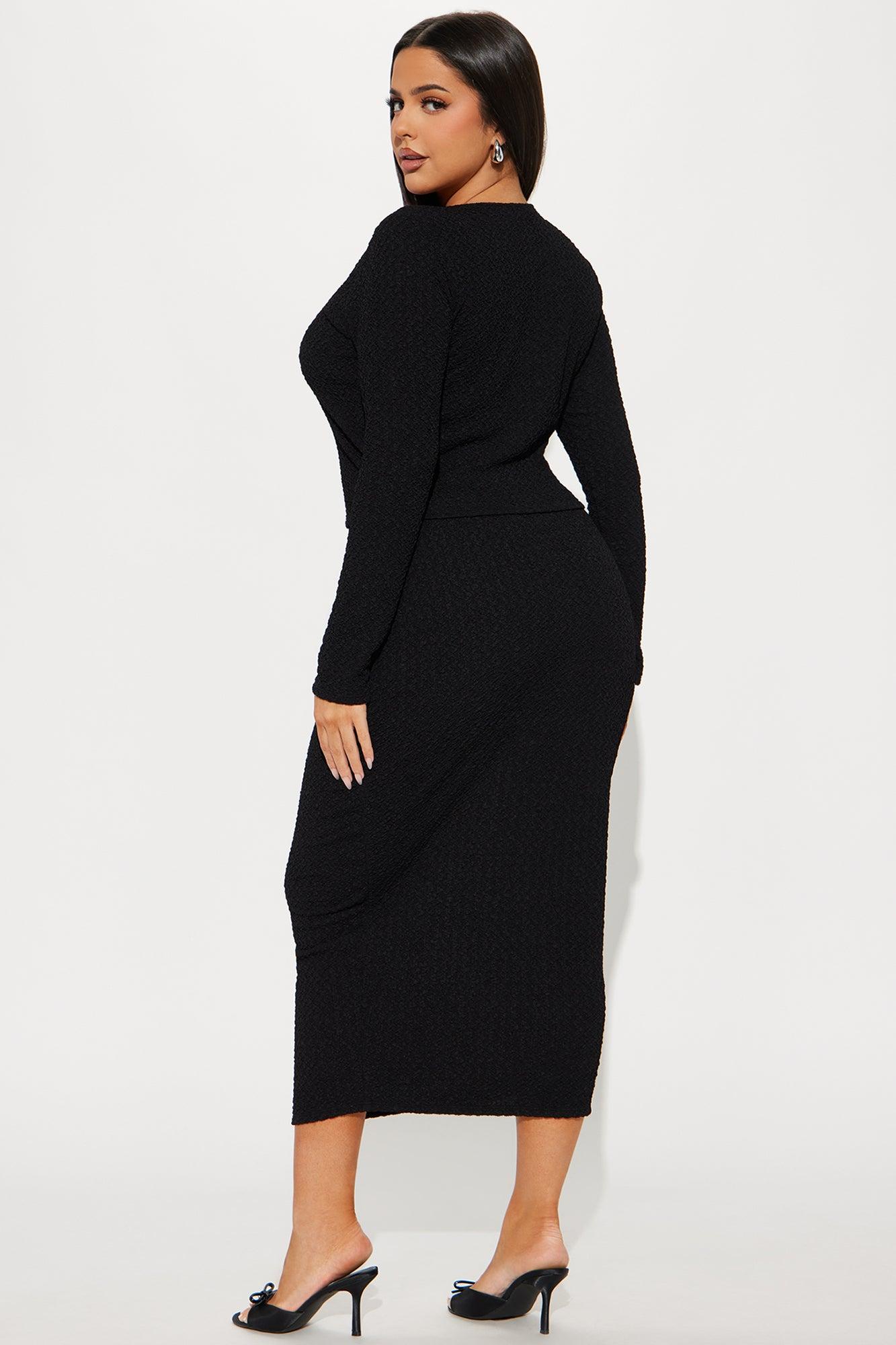 Reina Textured Skirt Set - Black Product Image