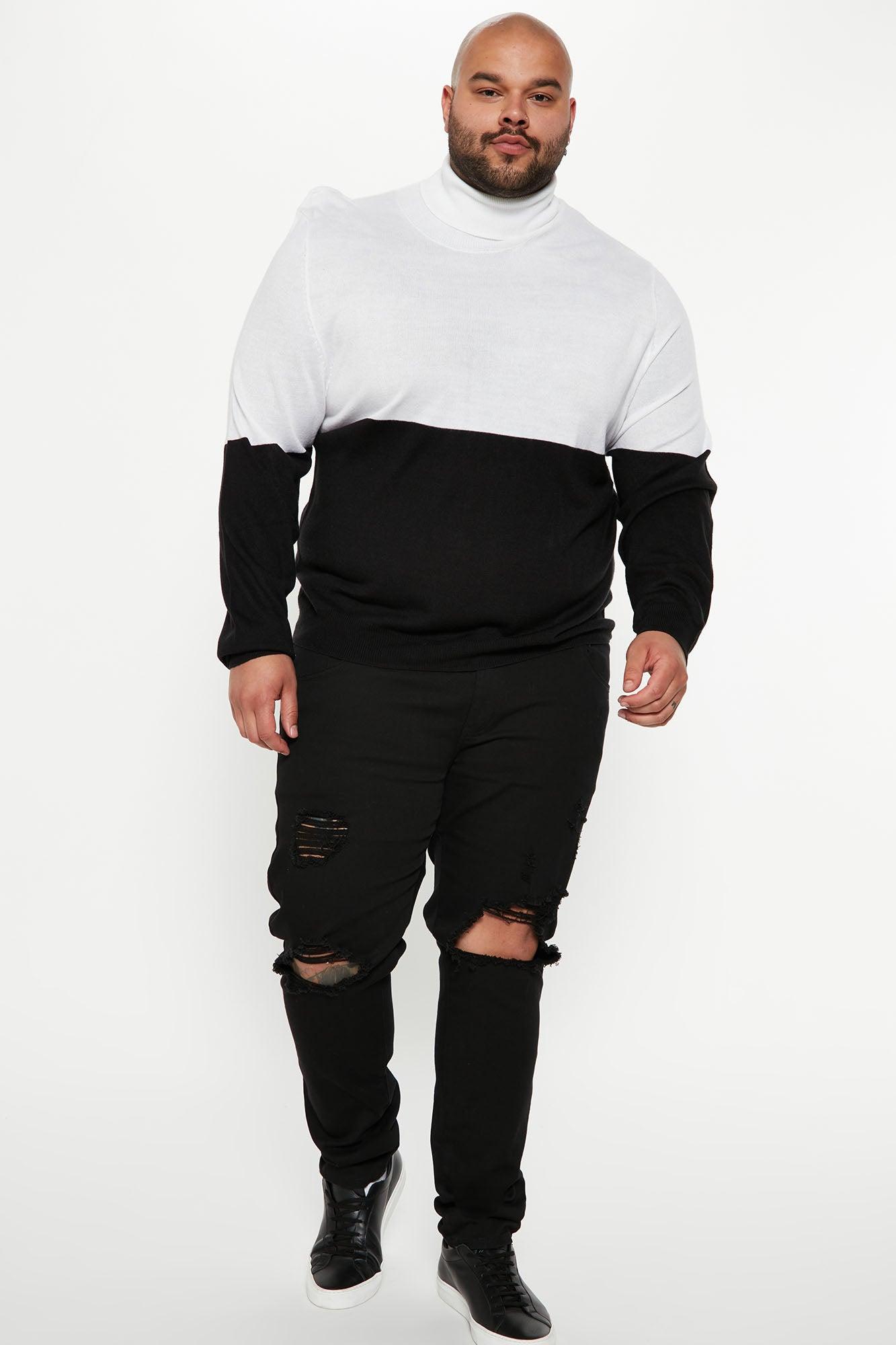 DeAngelo Colorblocked Turtleneck Sweater - Black/White Male Product Image