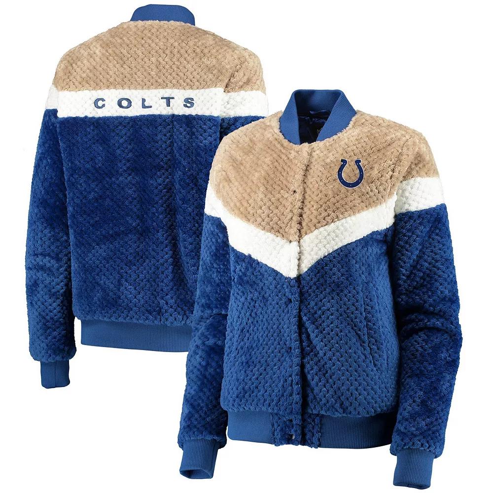 Women's G-III 4Her by Carl Banks Royal/Cream Indianapolis Colts Riot Squad Sherpa Full-Snap Jacket, Size: Large, Blue Product Image