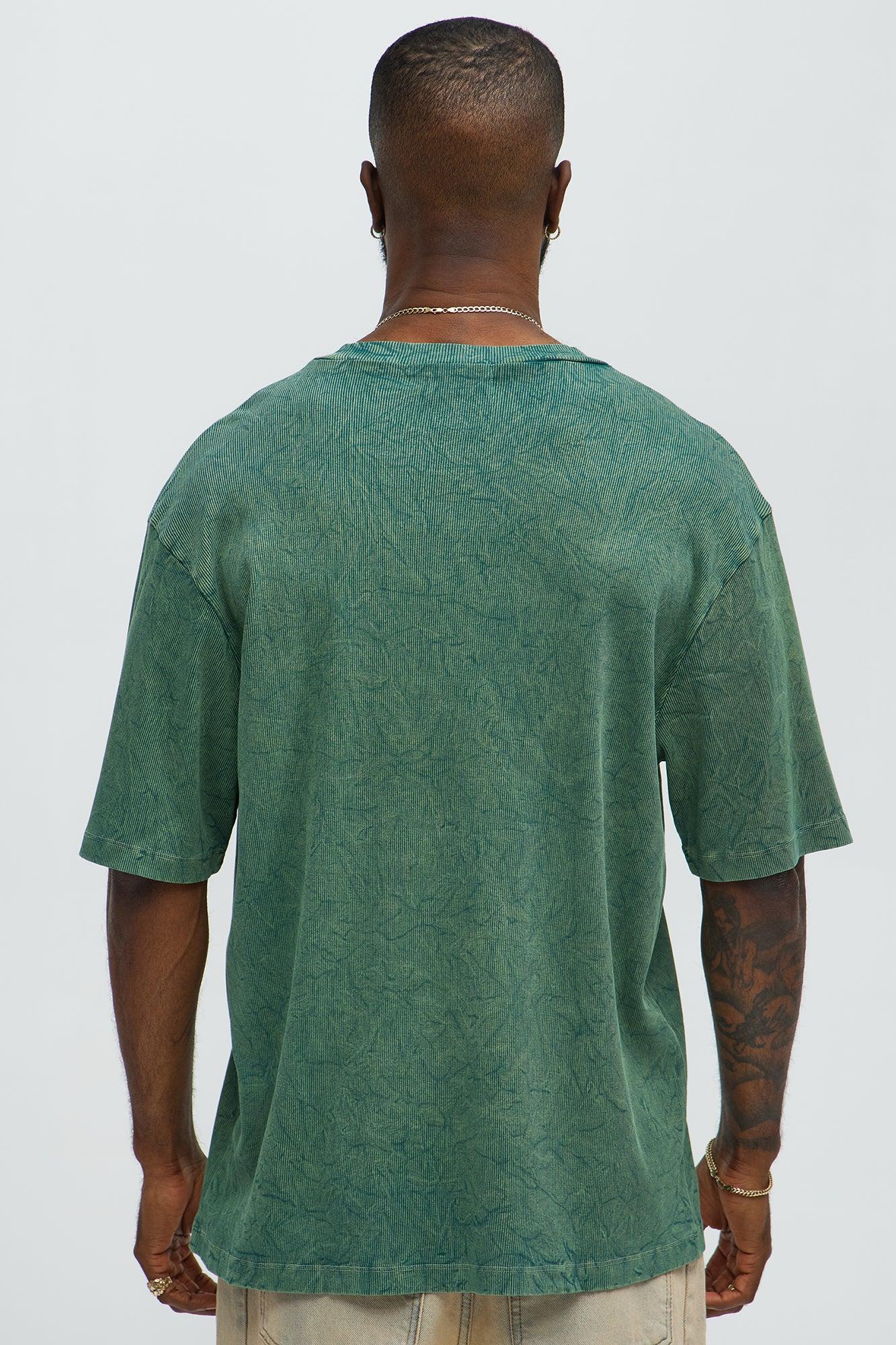 Ribbed Washed Relaxed Short Sleeve Tee - Green Product Image