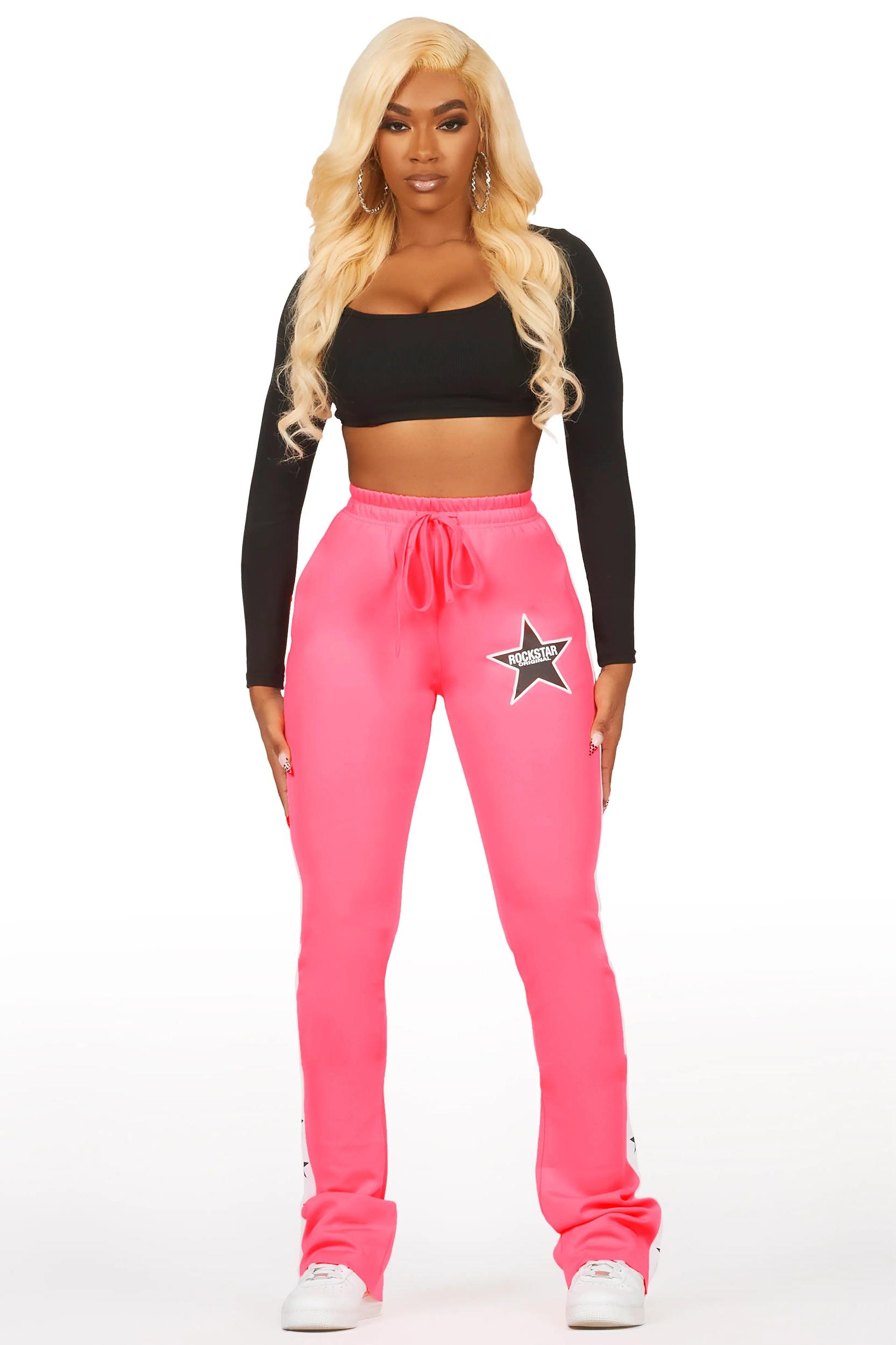 Kevona Neon Pink Super Stacked Track Pant Female Product Image