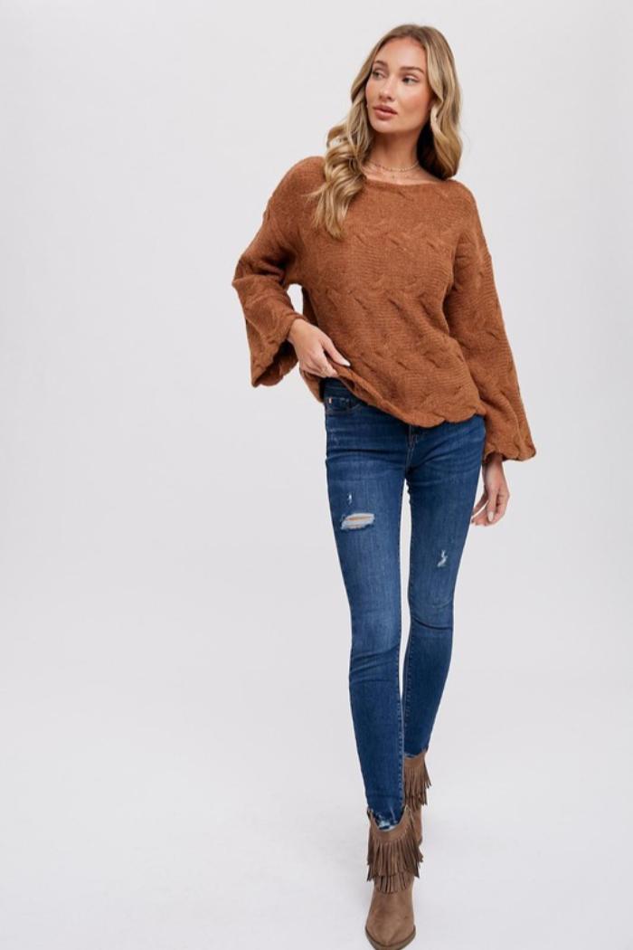 Boat Neck Cable Knit Product Image