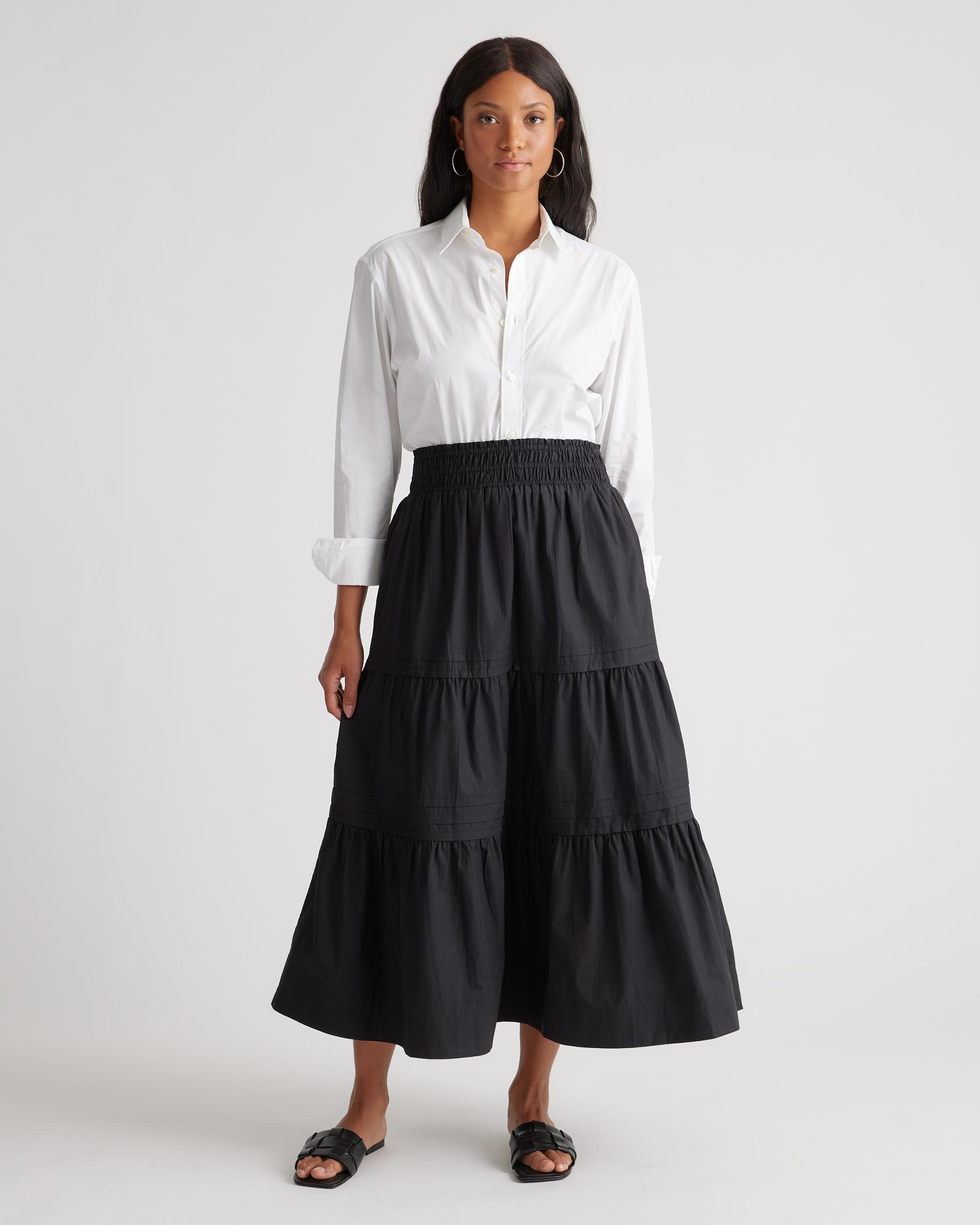 Quince | Women's Poplin Tiered Maxi Skirt Organic Cotton Product Image