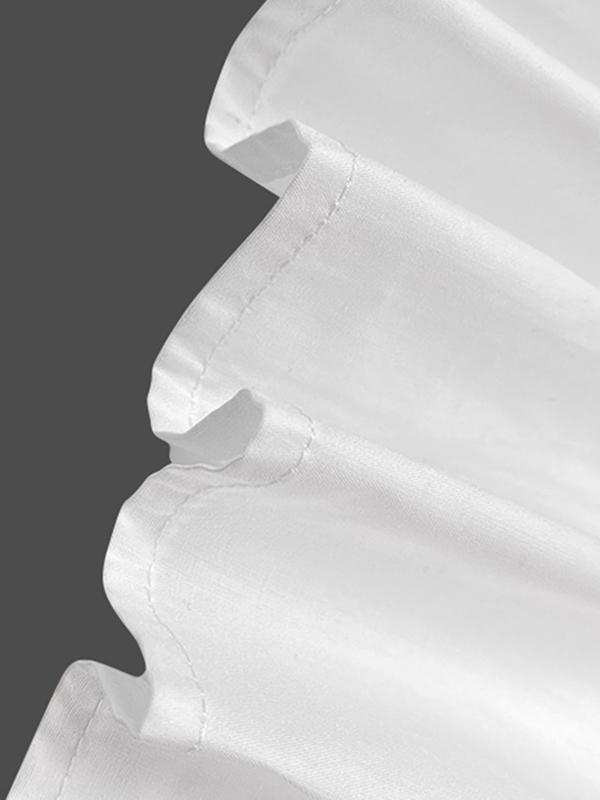 Flared Sleeves Long Sleeves Buttoned Falbala Solid Color Stand Collar Blouses&Shirts Tops Product Image