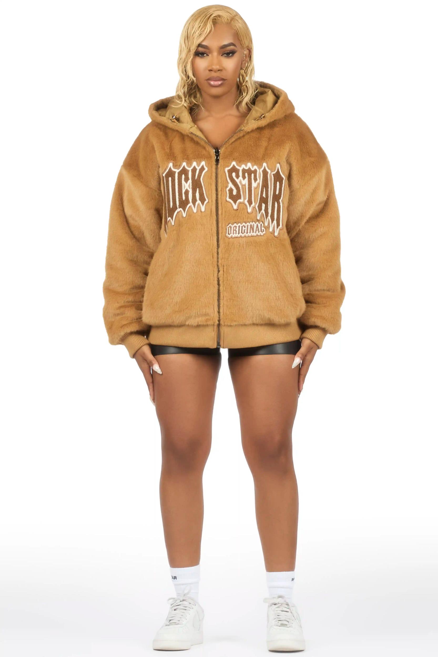 Jaleah Brown Oversized Fur Jacket Female Product Image