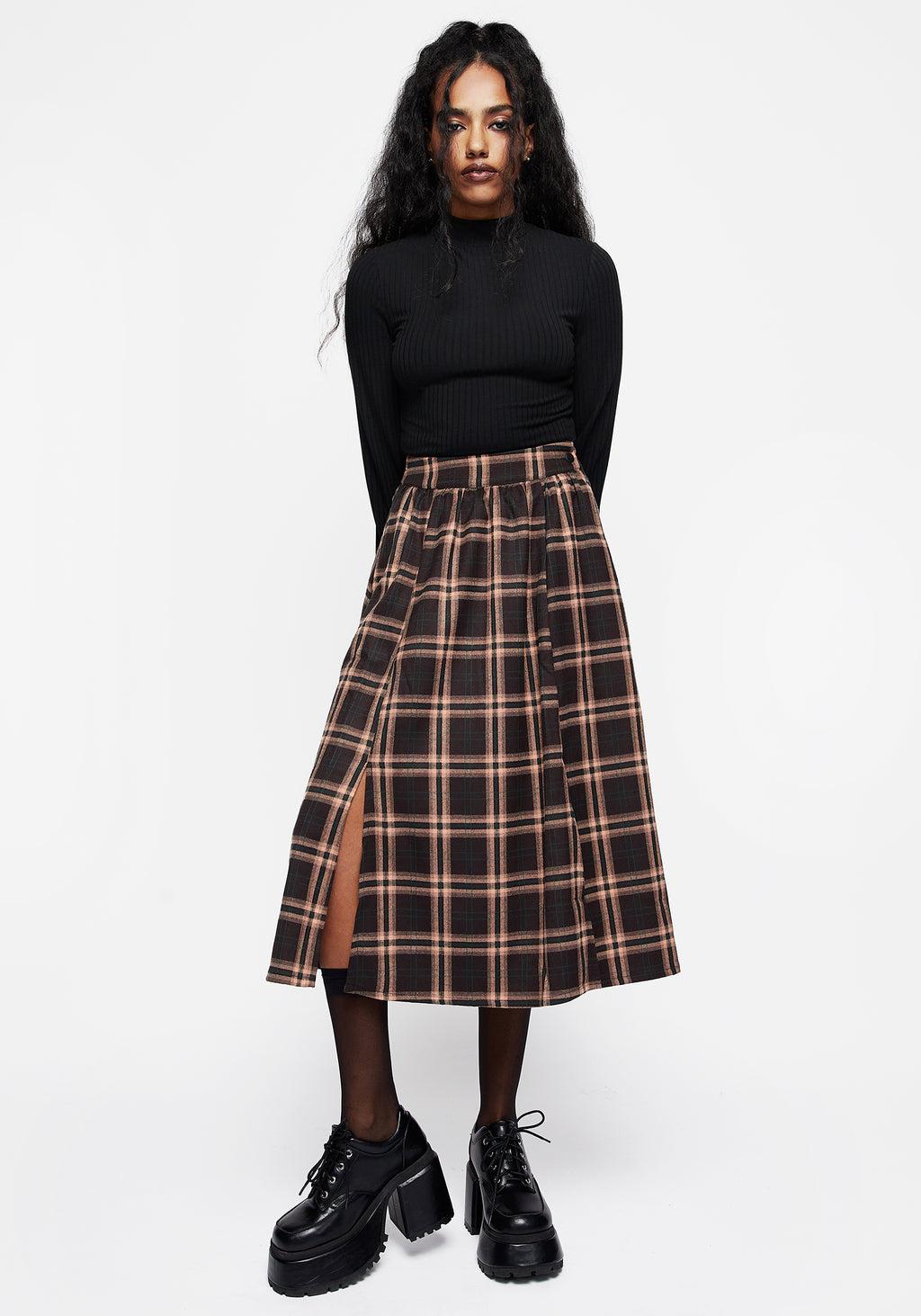 Ambrose Check Midi Skirt Product Image