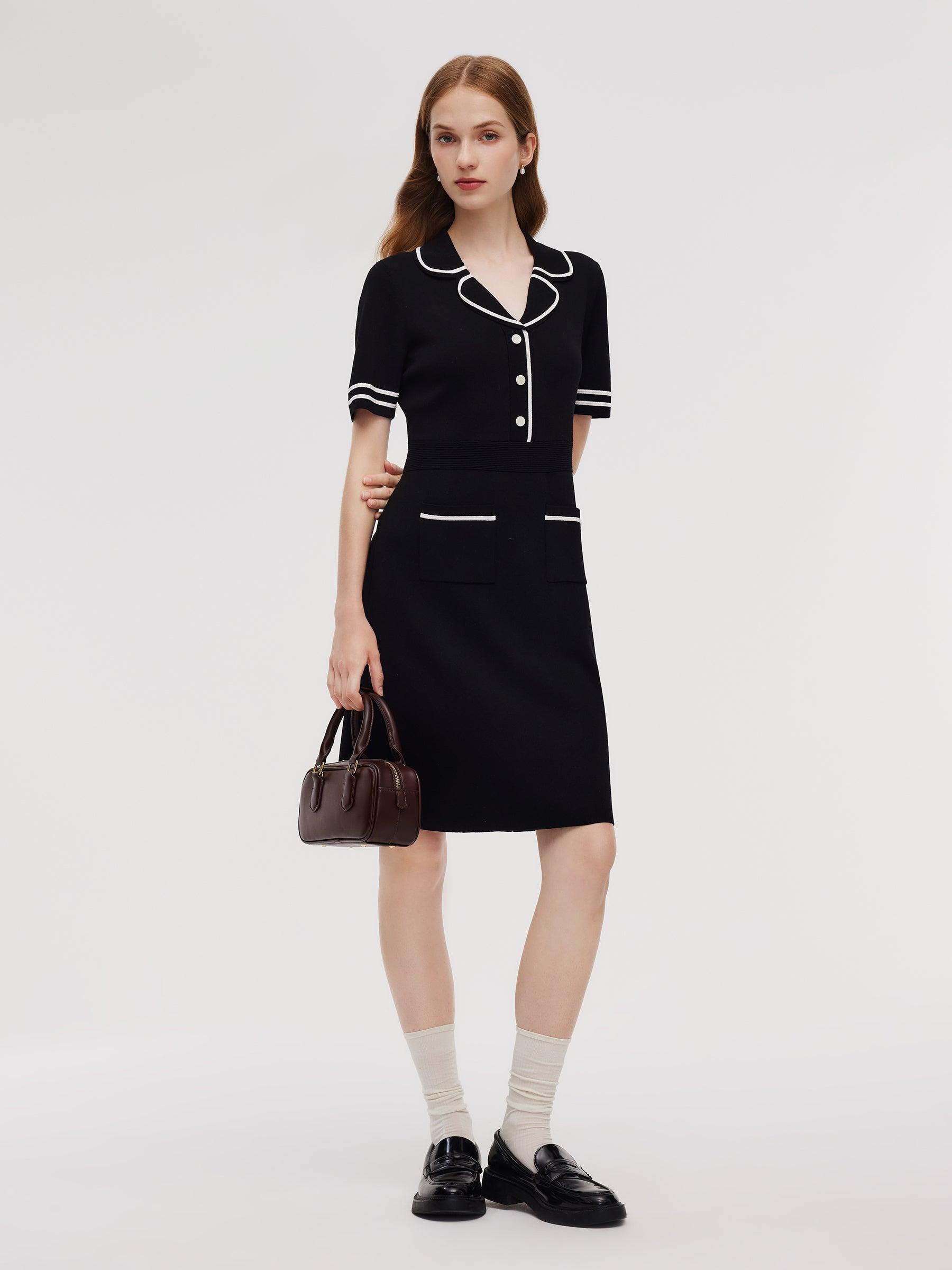 Lyocell Blend Contrast Trim Women Knit Mini Dress Product Image