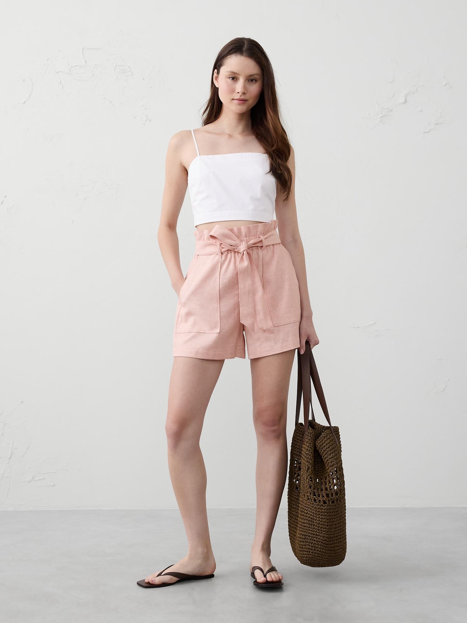 Linen-Blend Tie-Waist Short Product Image