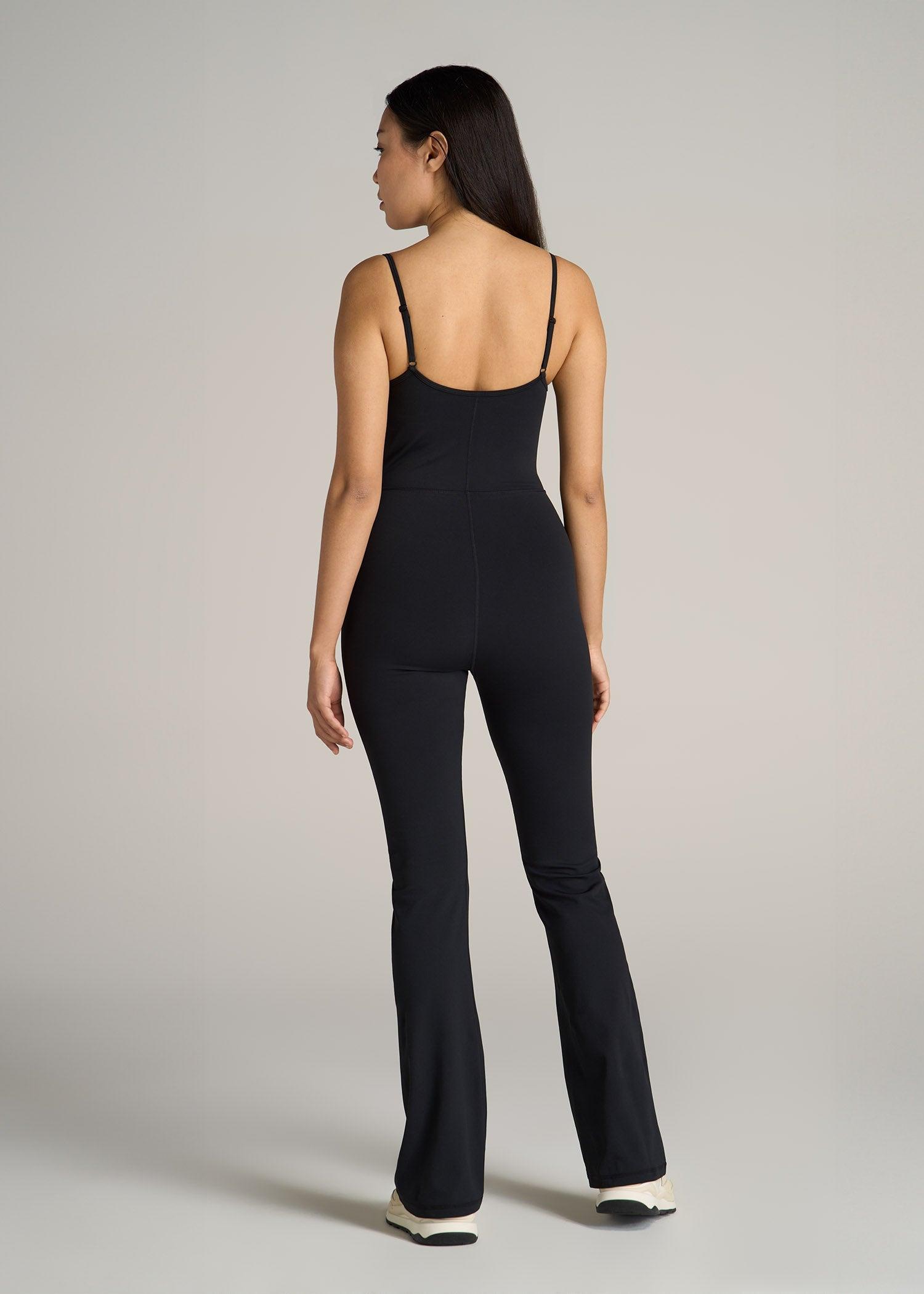 Spaghetti Strap Flare Jumpsuit for Tall Women in Black Female Product Image