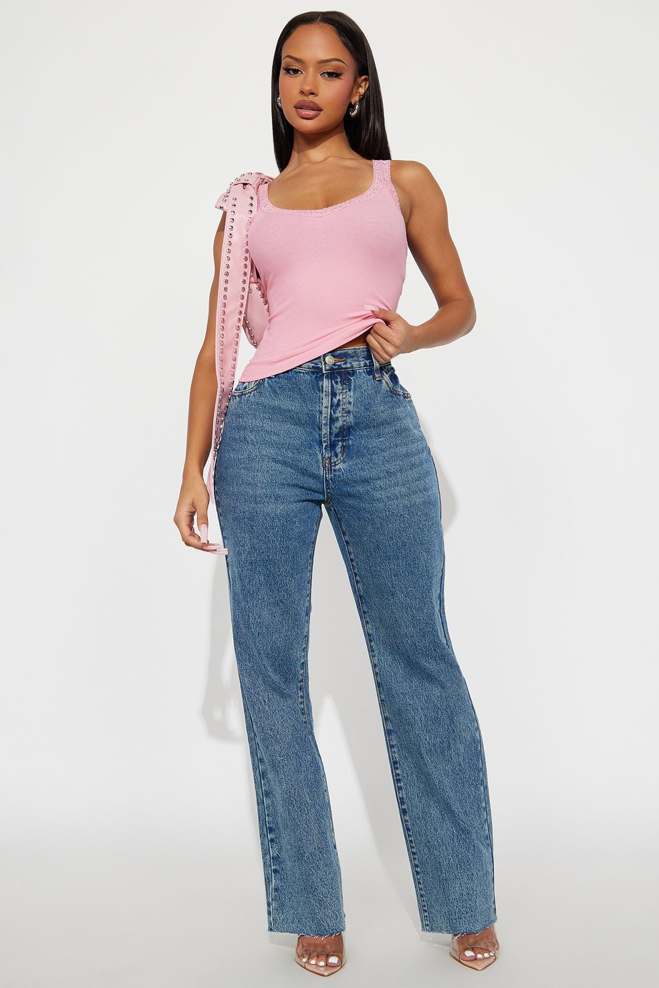 Luna Lace V Neck Tank Top - Rose Female Product Image