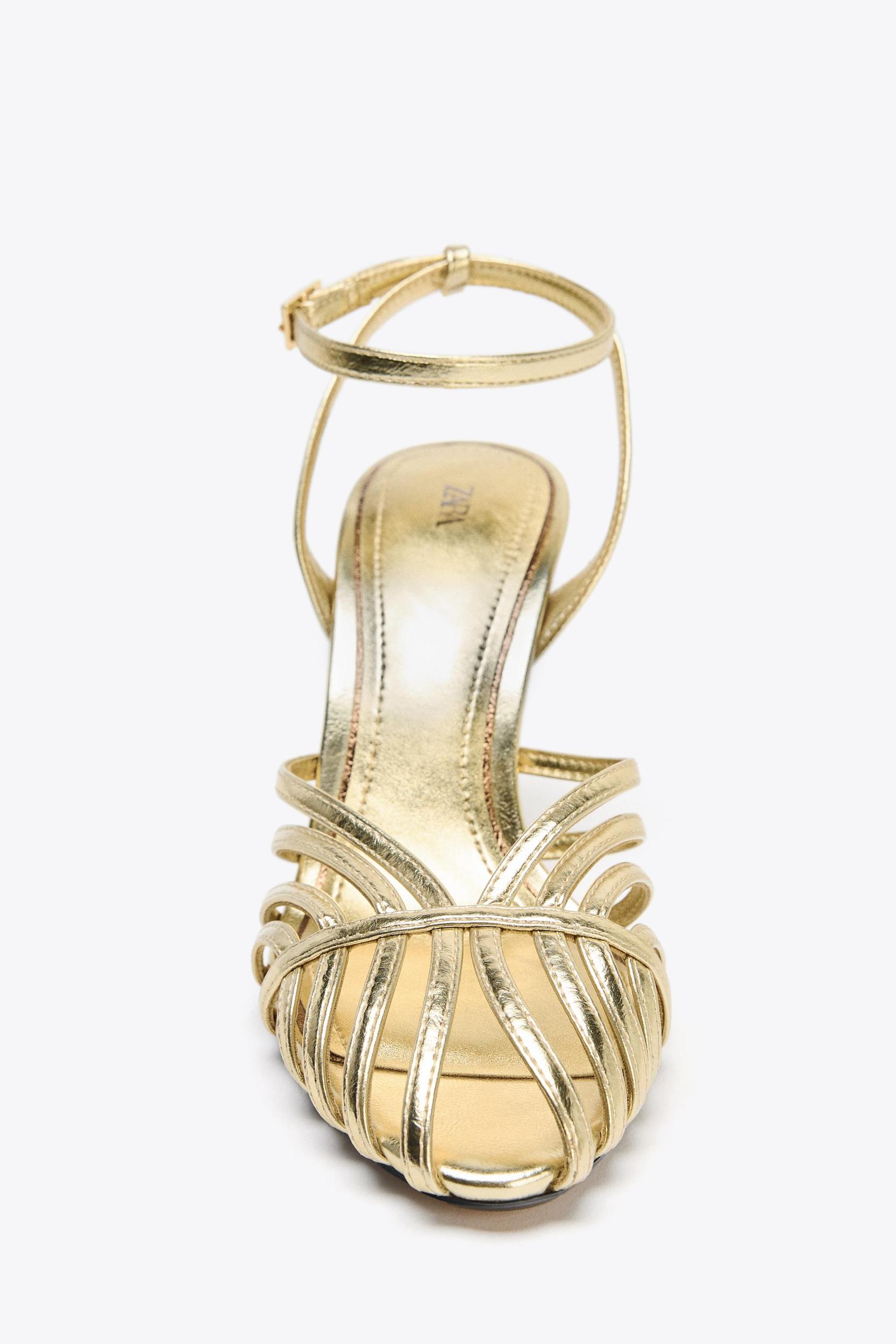 METALLIC EFFECT HEELED FISHERMAN SANDALS Product Image