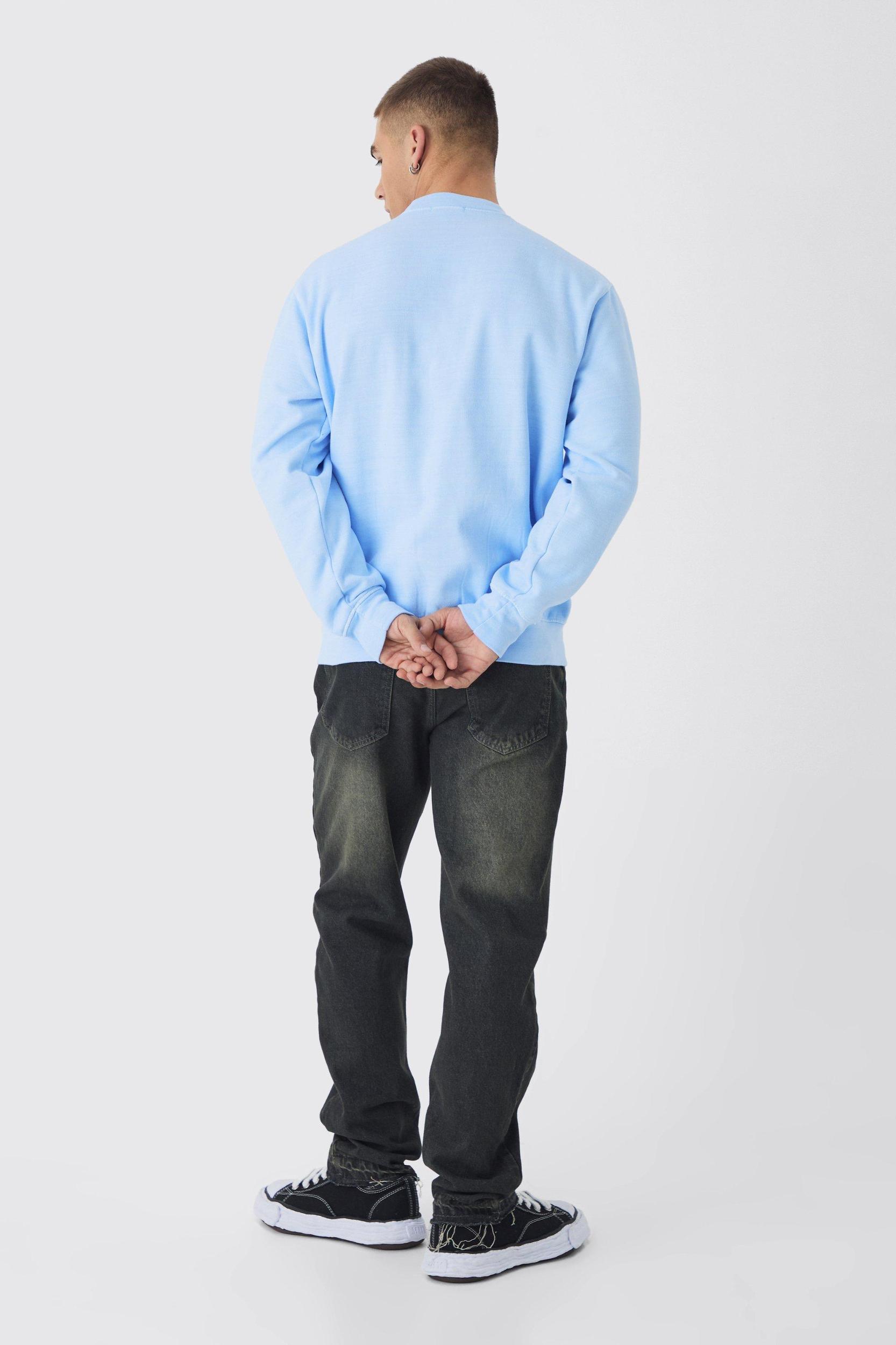 Regular Fit Breakfast Club Line Drawn Graphic Washed Sweatshirt | boohooMAN USA Product Image