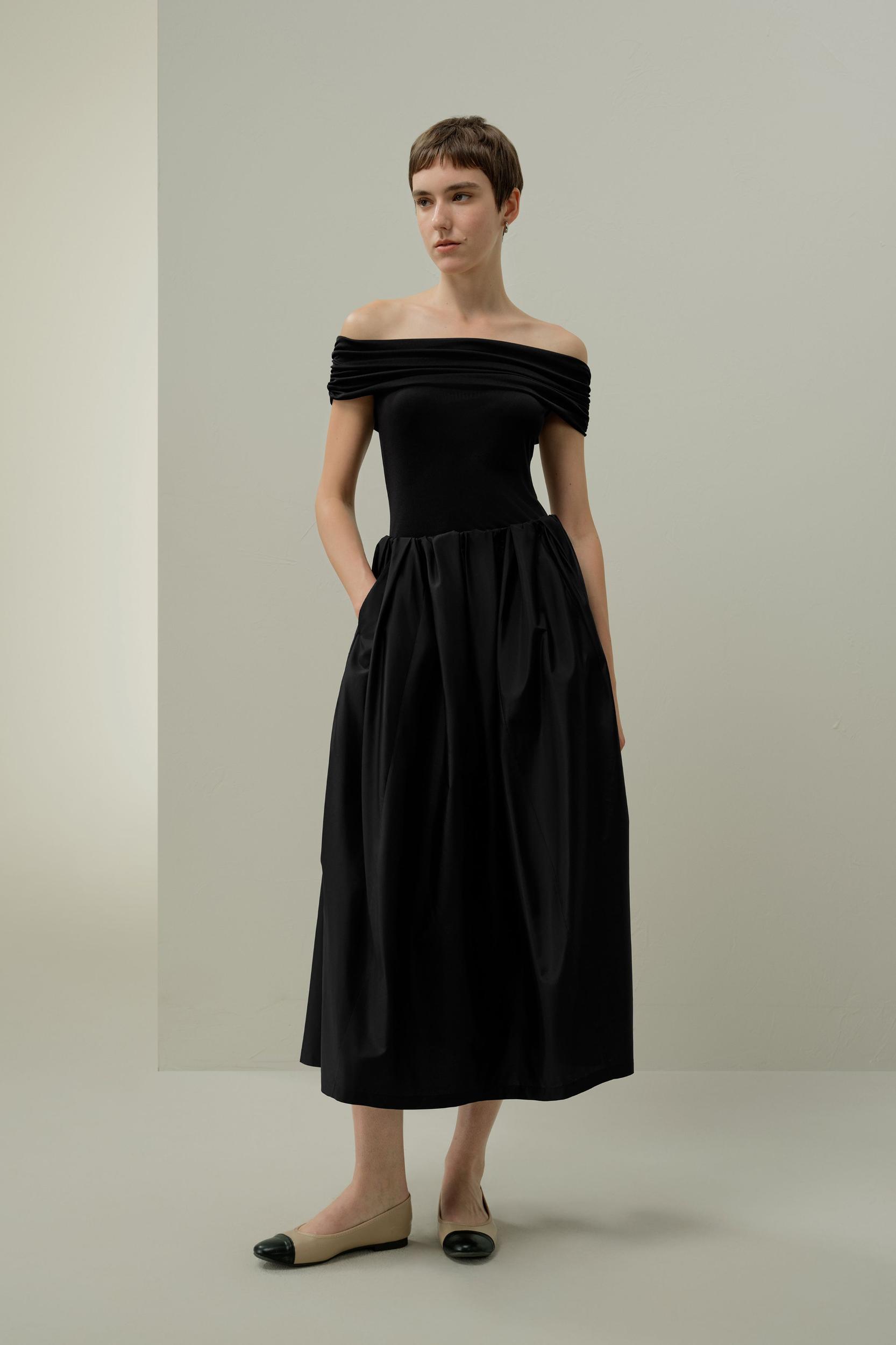 LILYSILK Women's Silk Taffeta Waist-Pleated Skirt, Black, Size 10, Water-Repellent & Voluminous Product Image