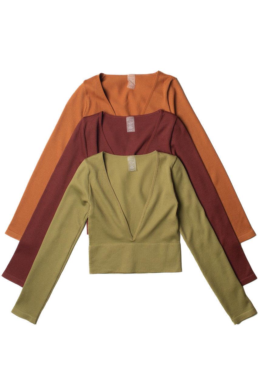 Deep V Neck Long Sleeve Top Product Image