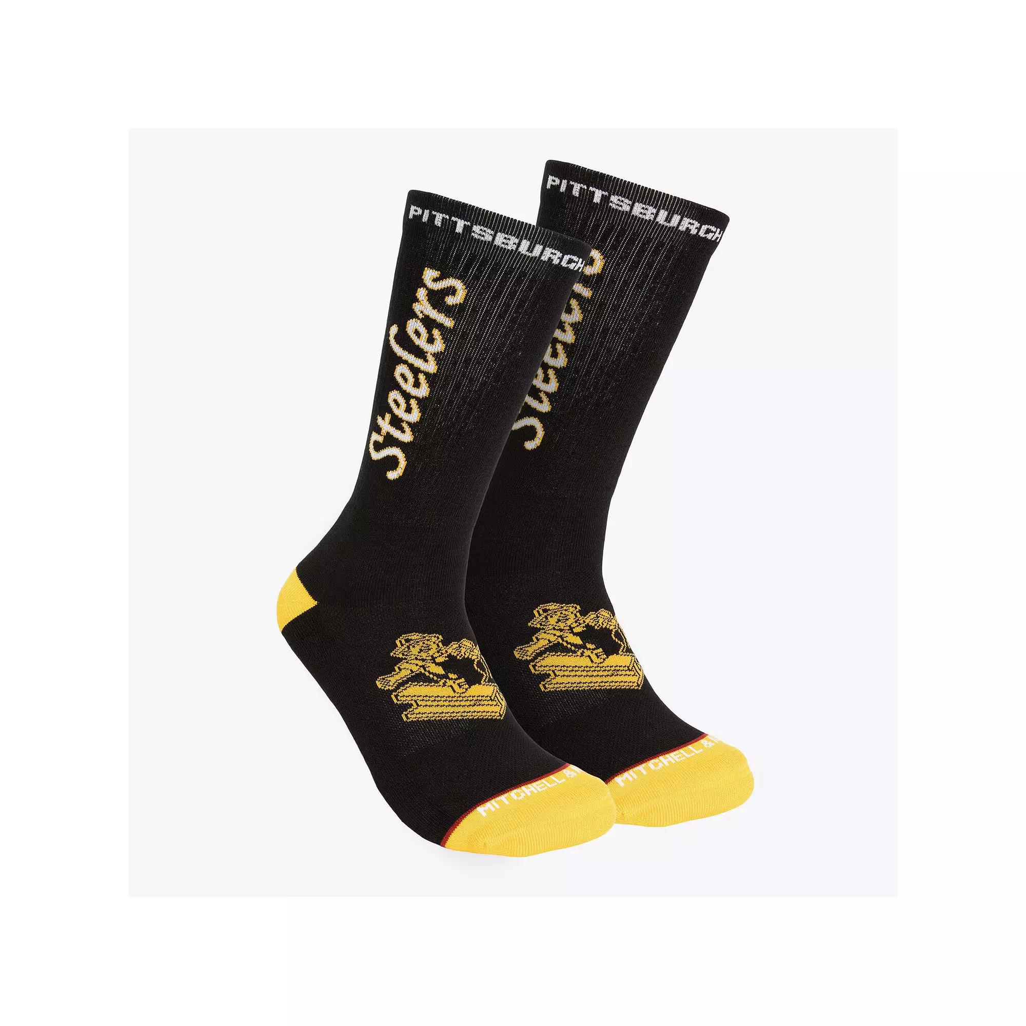 Men's Mitchell & Ness Black Pittsburgh Steelers Throwback Kick Off Crew Socks, Size: Small/Medium Product Image