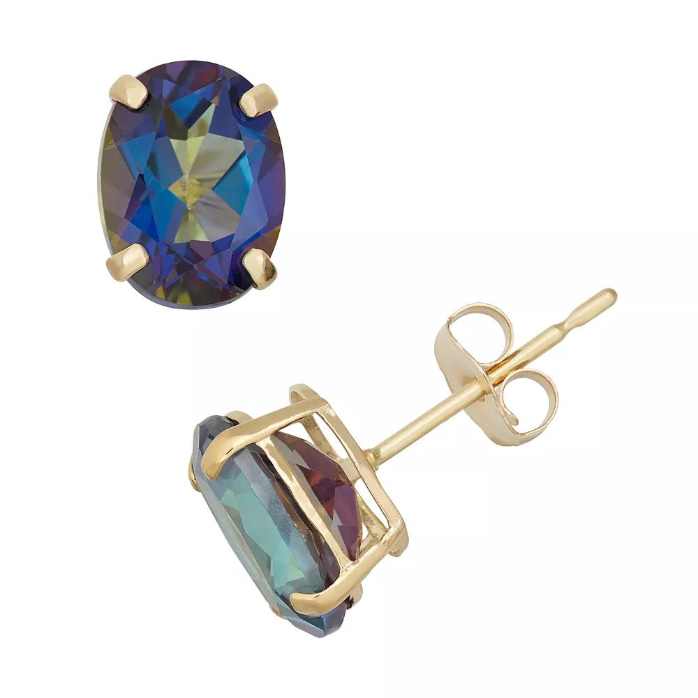 Designs by Gioelli Mystic Topaz 10k Gold Oval Stud Earrings, Women's, Blue Product Image