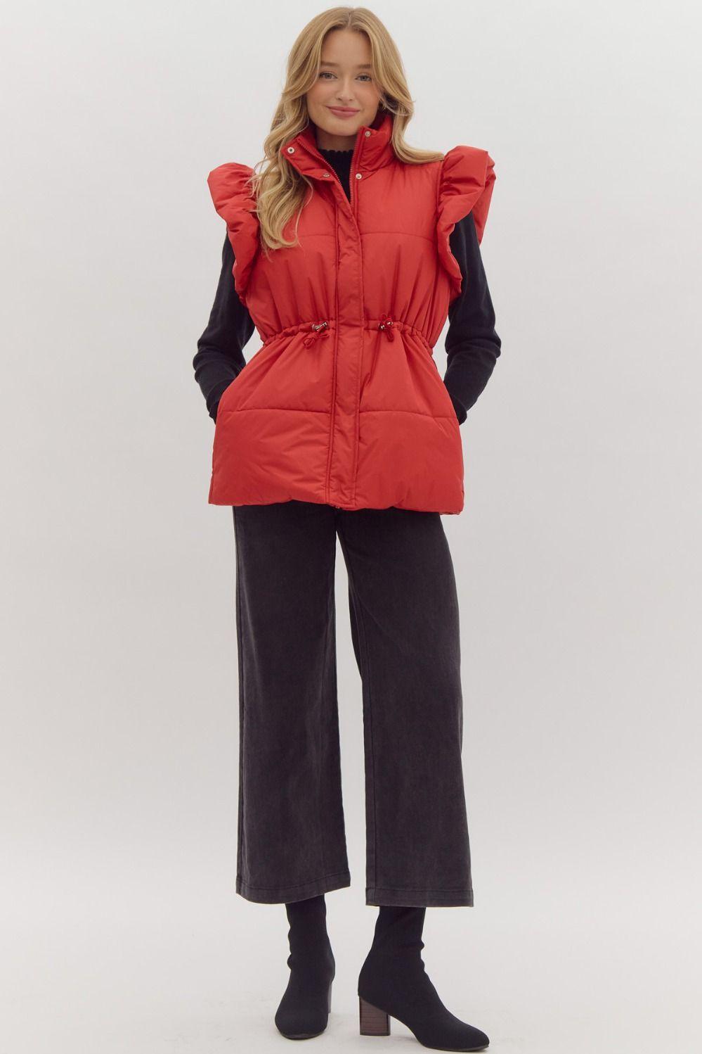 Ruby Red Puffer Vest Product Image