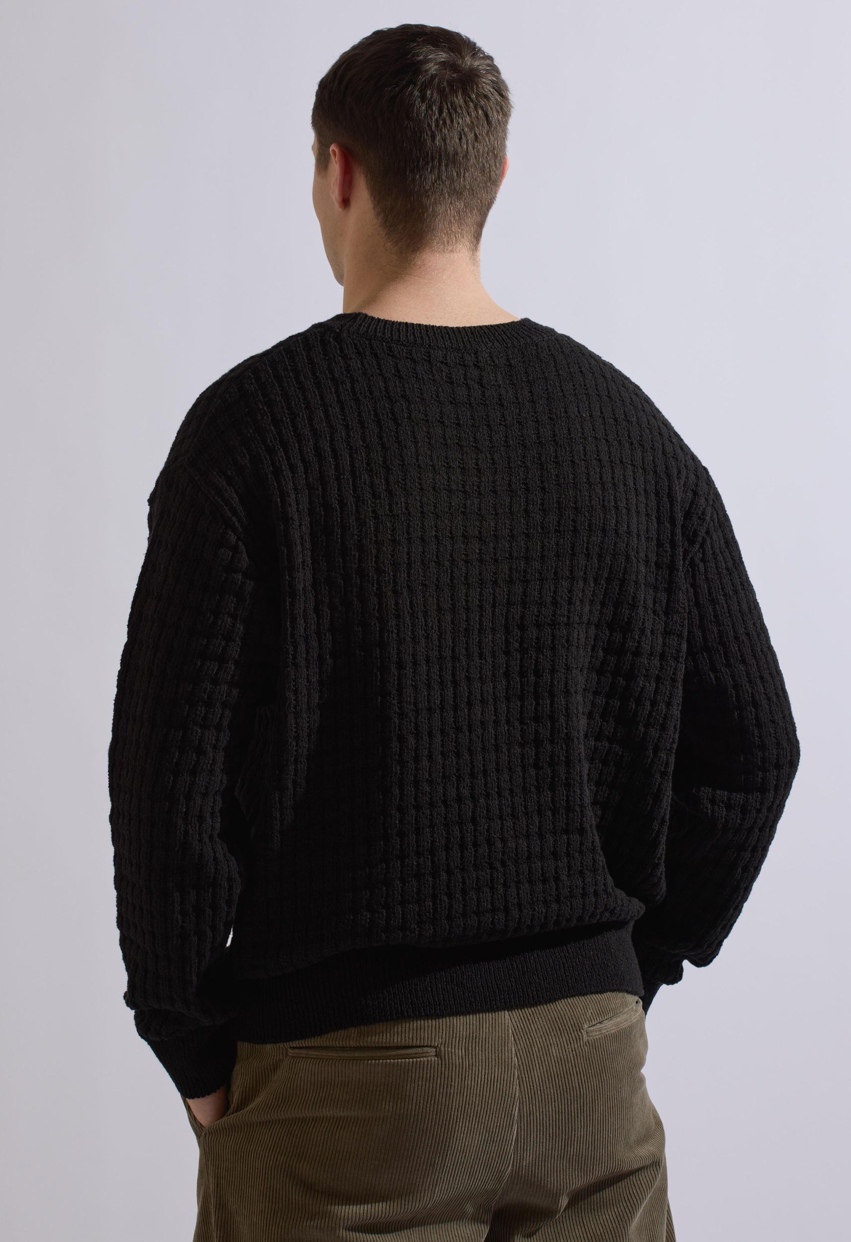 Merino Cable Knit Crew in Black Product Image