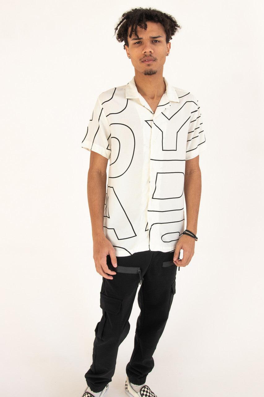 Graphic Block Letter Button Up Shirt Product Image