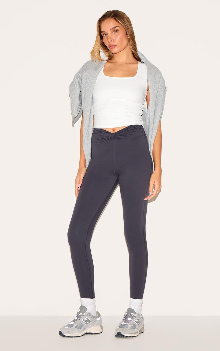 Charcoal Sculpt Twist Front Gym Leggings Product Image