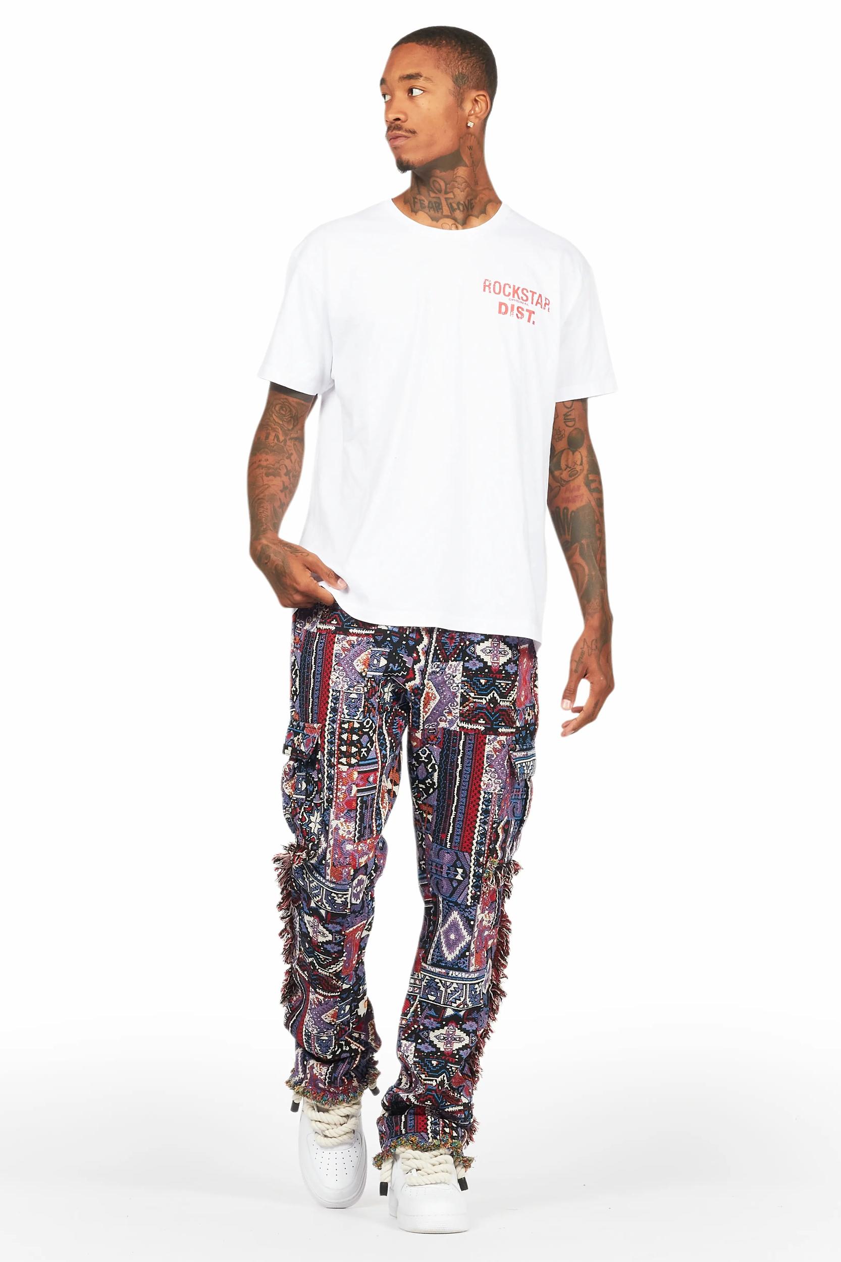 Ayami Purple Slim Tapestry Flare Jean Male Product Image