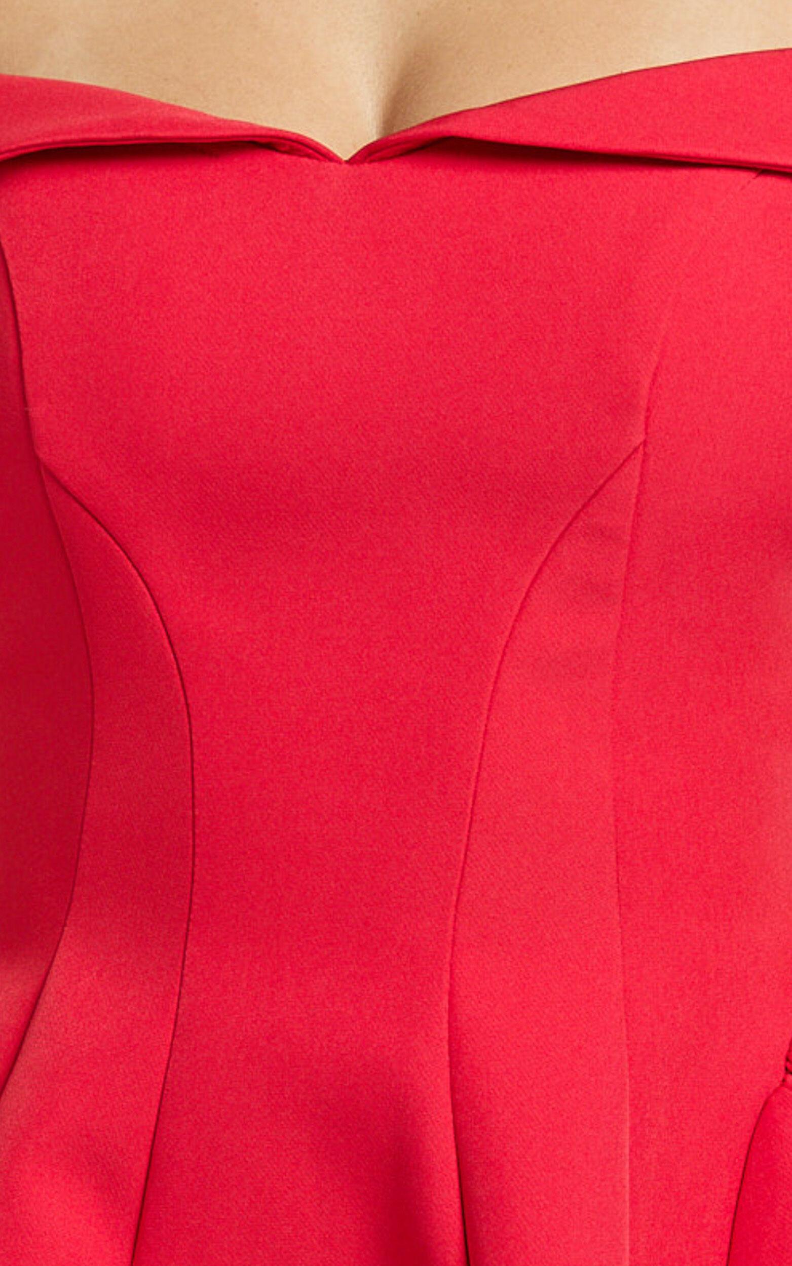 Rosabel Mini Dress - Off Shoulder Fit And Flare Dress in Red Product Image