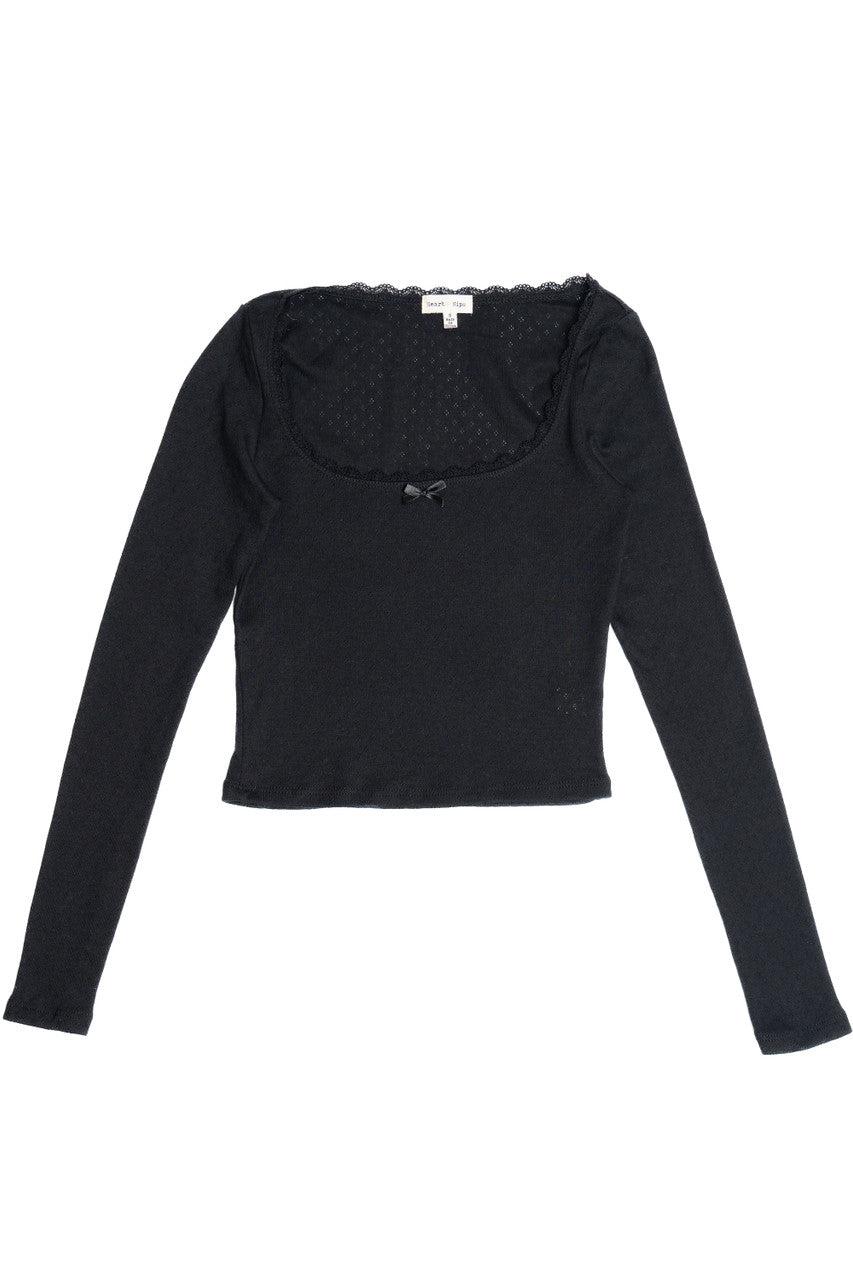 Pointelle Long Sleeve With Bow Product Image