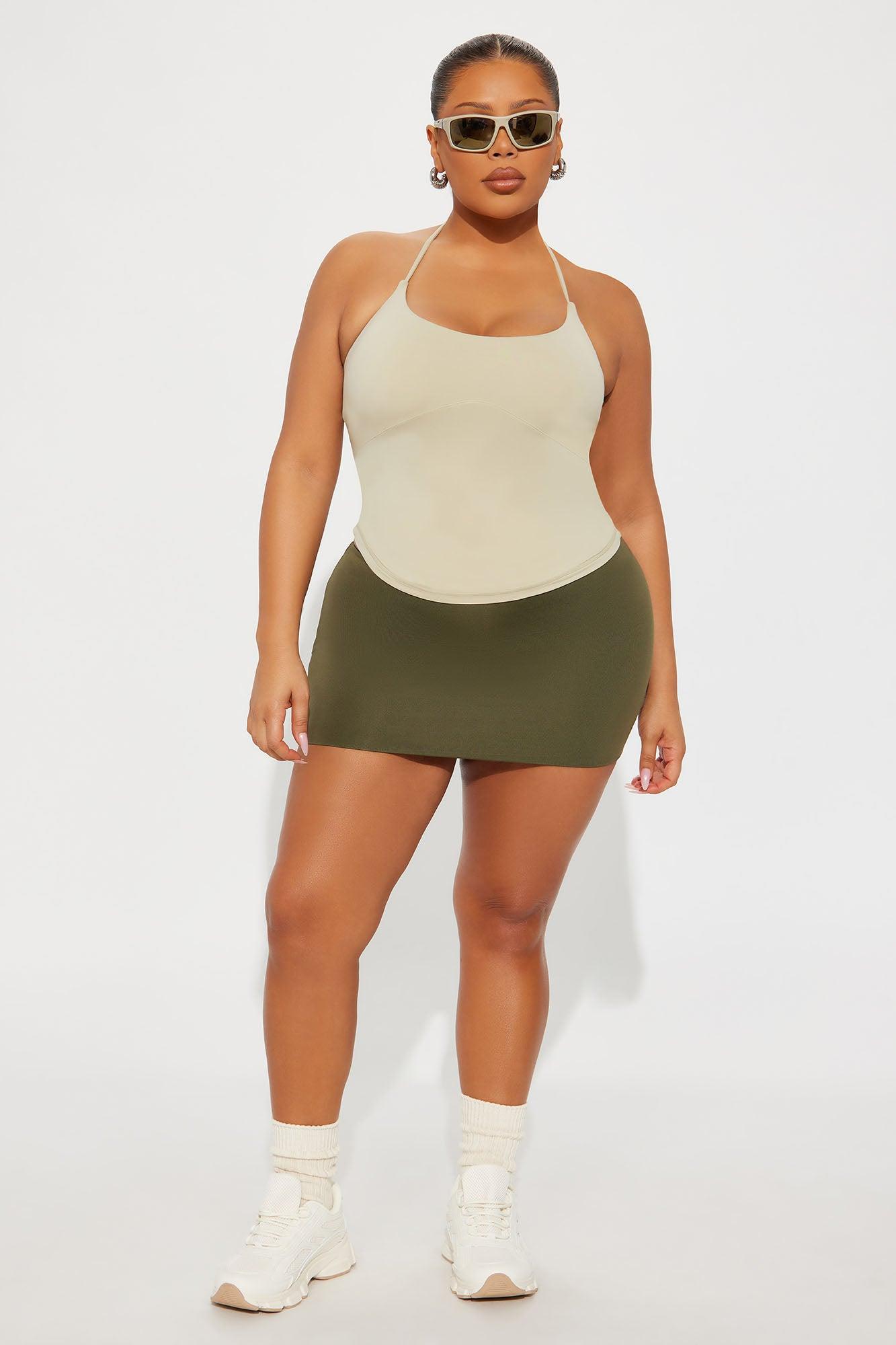 Second Skin Double Lined Cut Out Halter Top - Stone Female Product Image