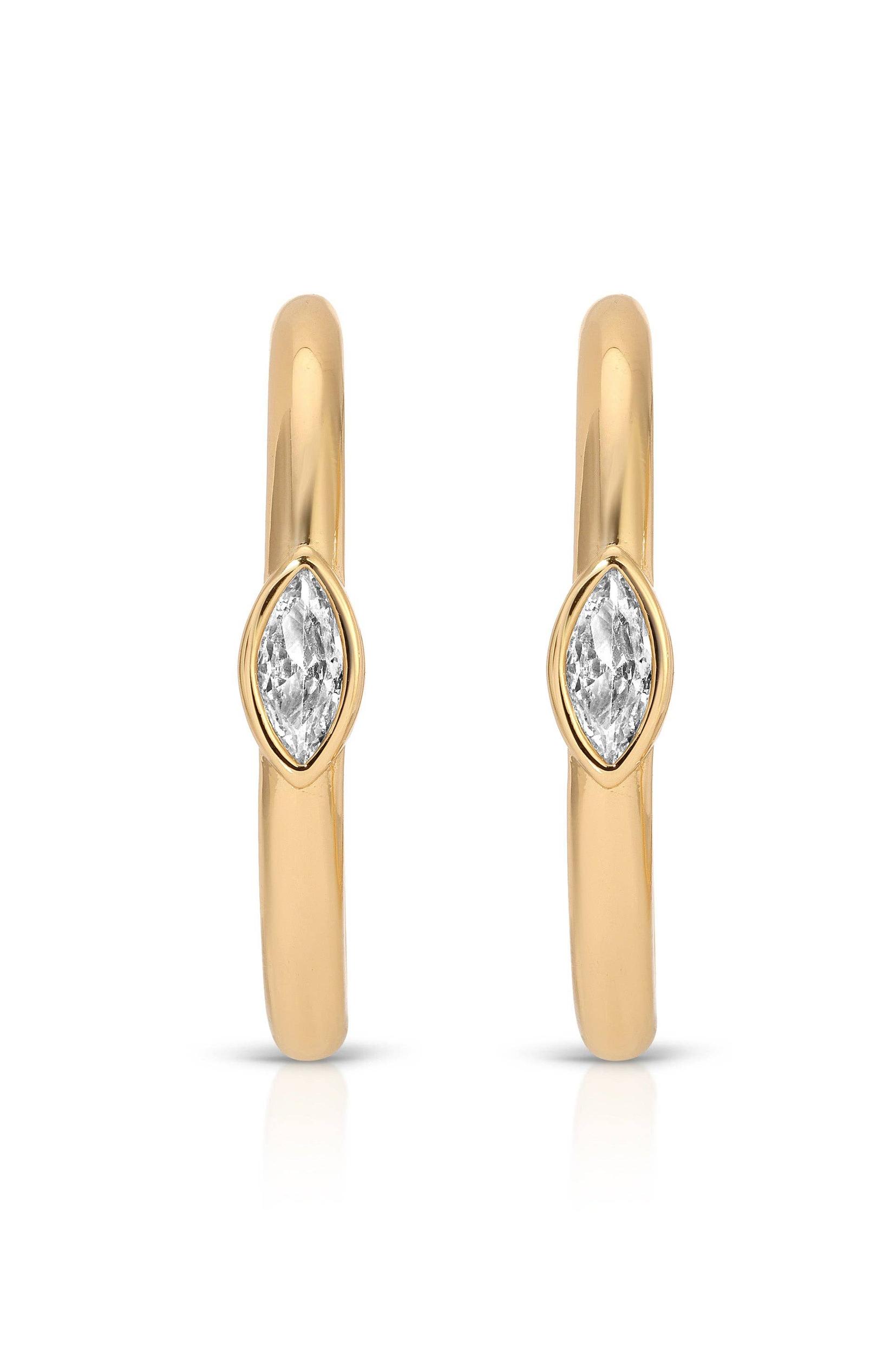 Medium Marquise Crystal Hoops Product Image